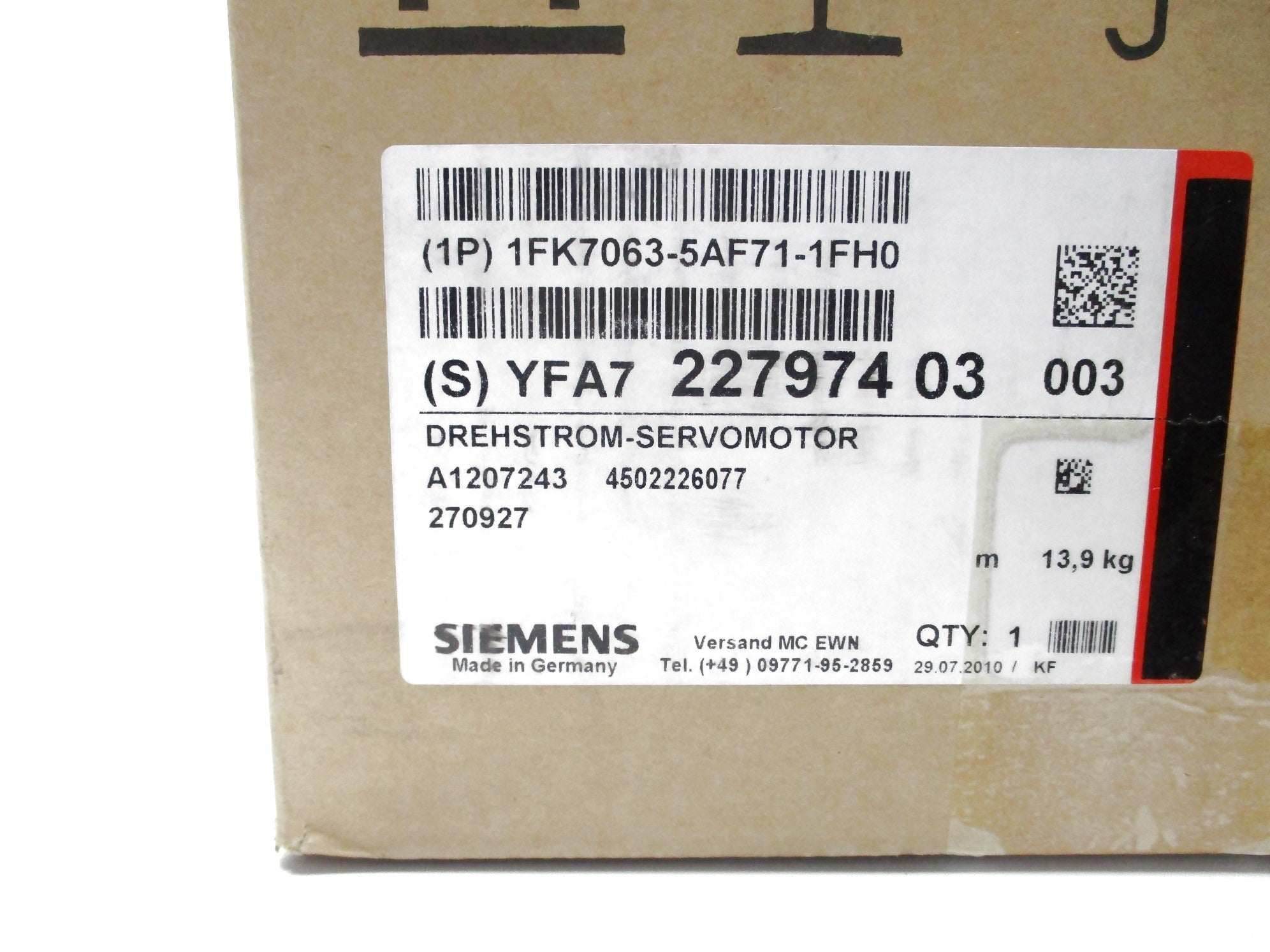 SIEMENS 1FK7063-5AF71-1FH0 NSFS
