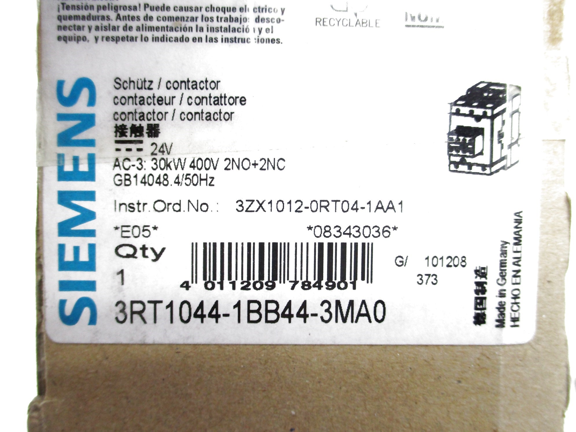 SIEMENS 3RT1044-1BB44-3MA0 24V NSMP
