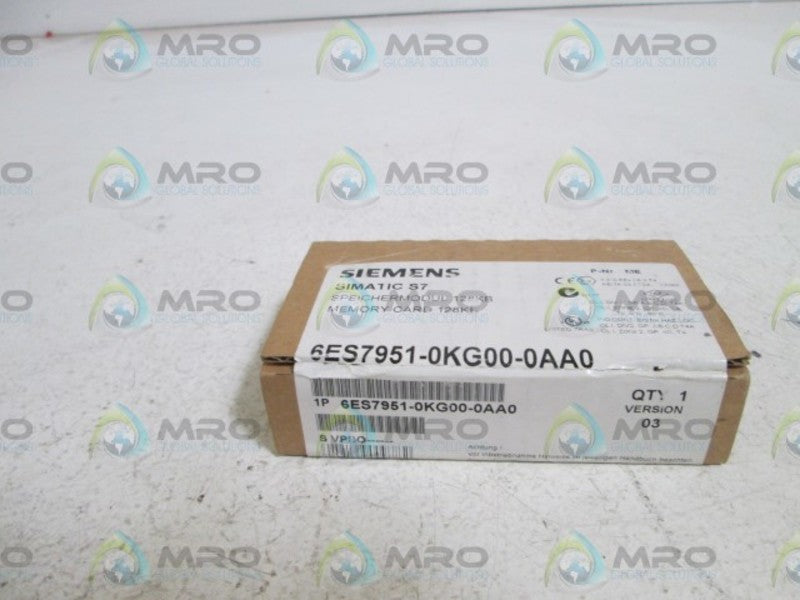 SIEMENS MEMORY CARD 6ES7951-0KG00-0AA0 *FACTORY SEALED*