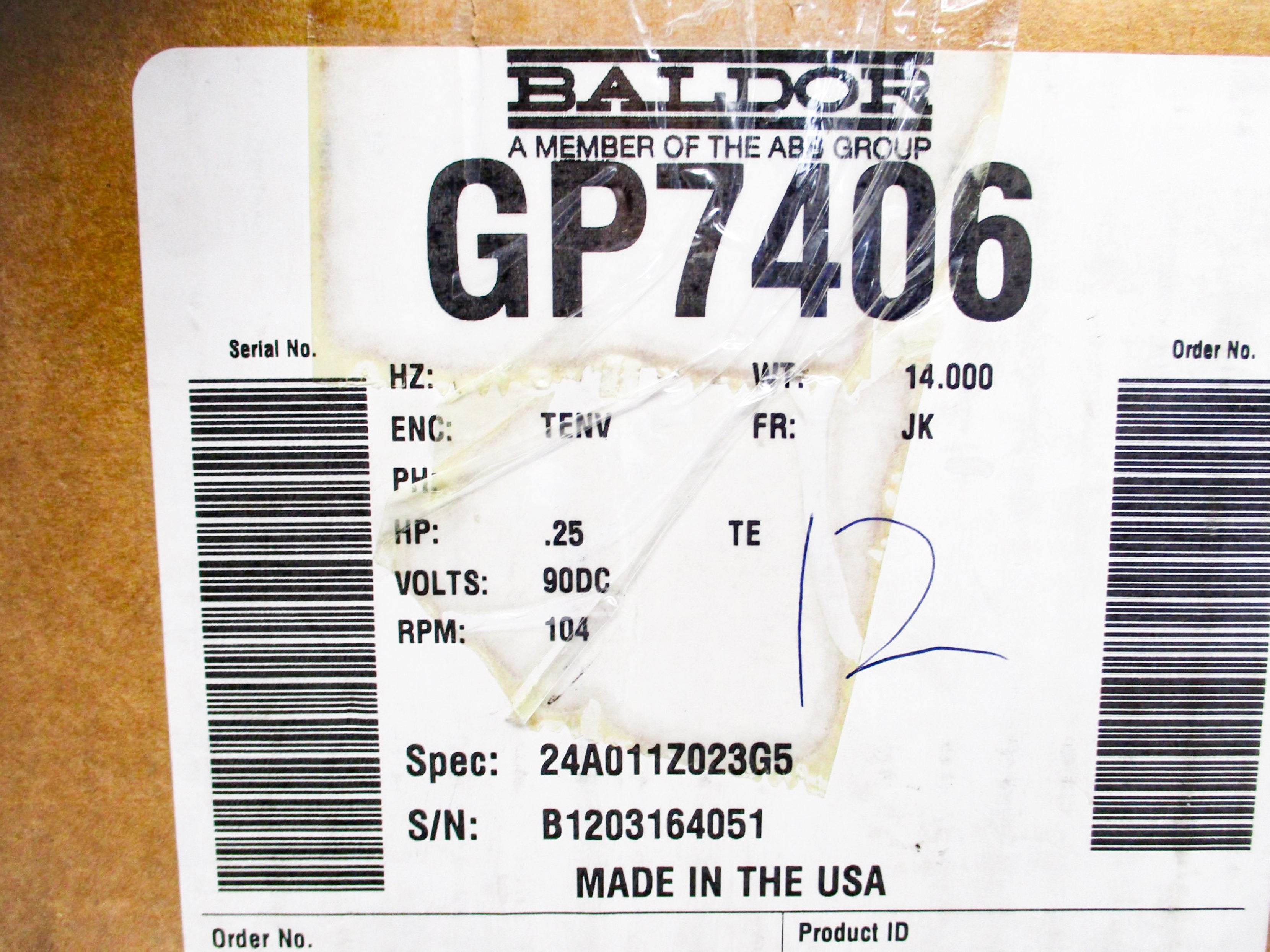 BALDOR GP7406 24A011Z023G5 NSMP