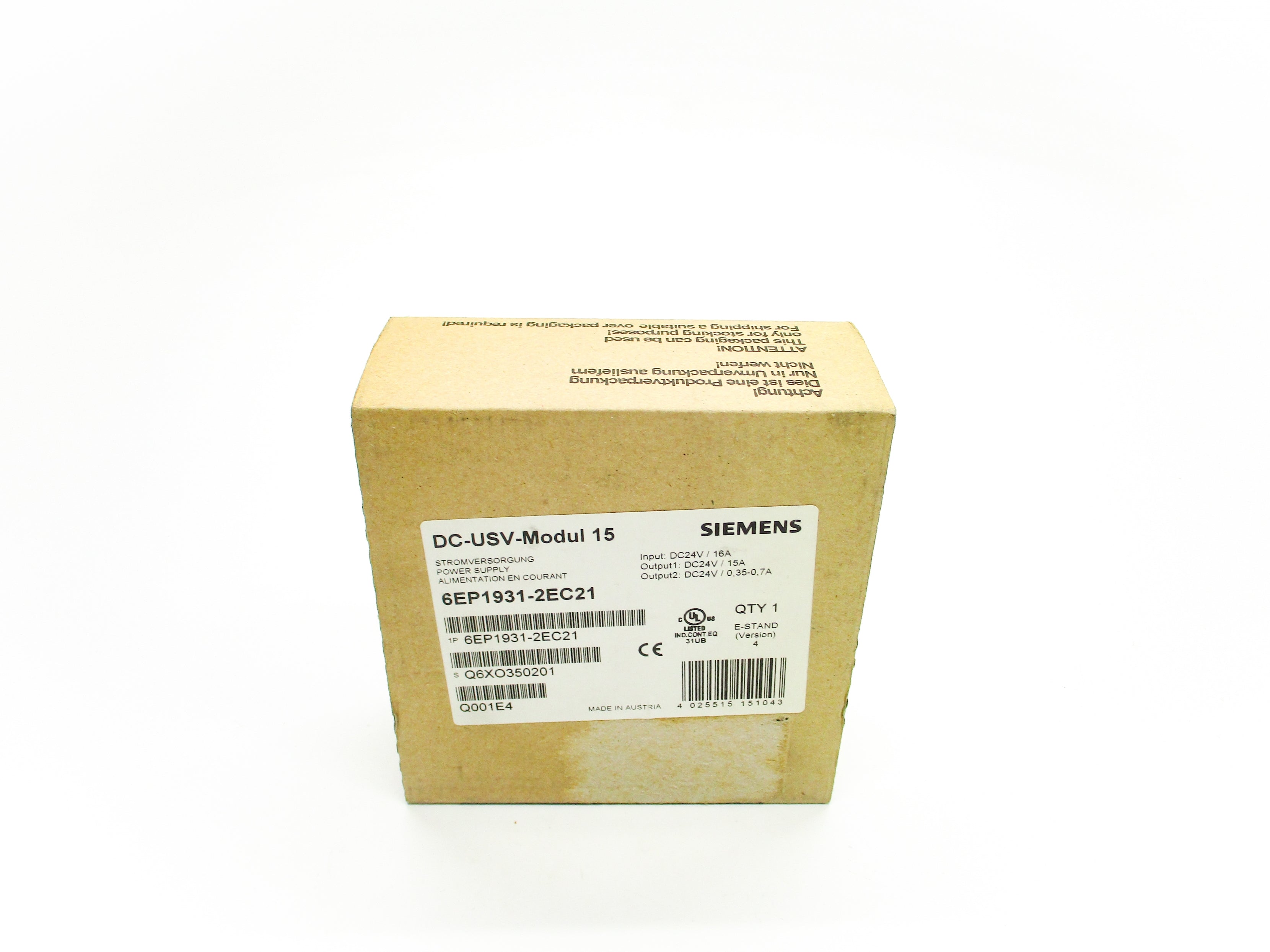 SIEMENS 6EP1931-2EC21 24VDC 16A NSFS