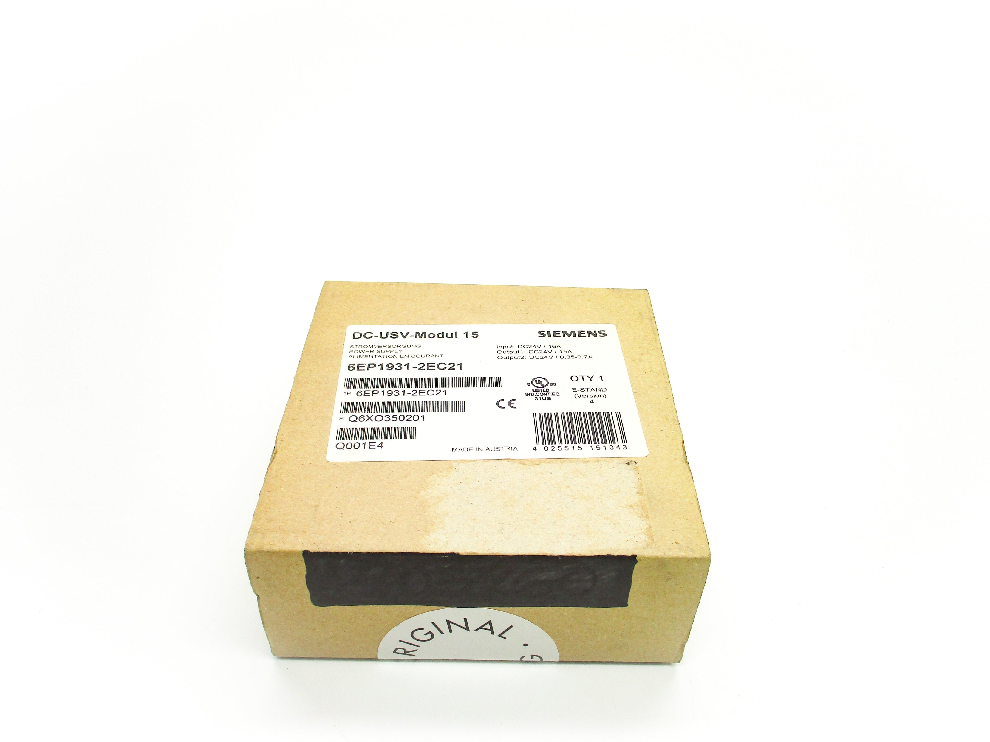 SIEMENS 6EP1931-2EC21 24VDC 16A NSFS