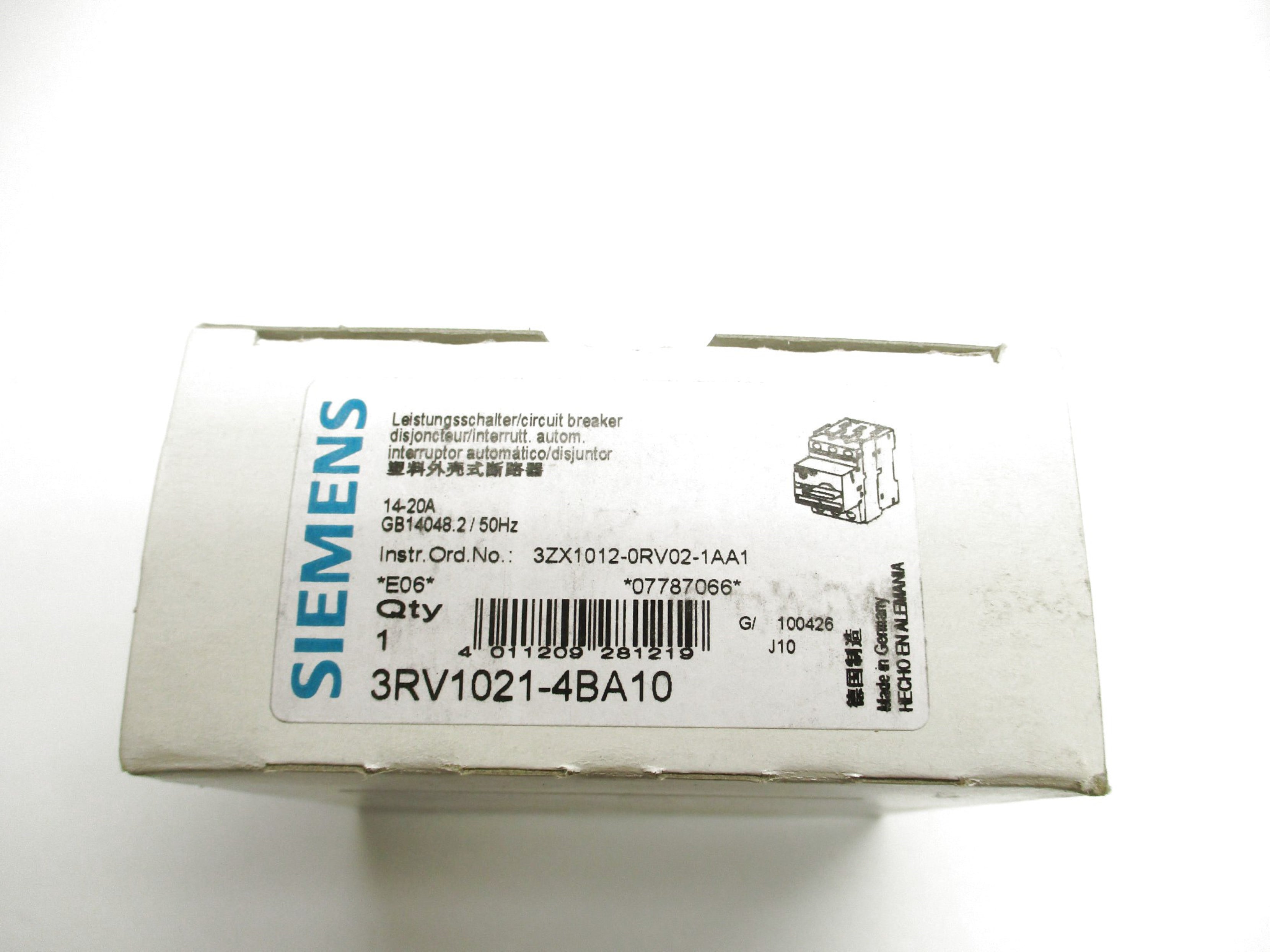 SIEMENS 3RV1021-4BA10 14-20A 690V NSMP