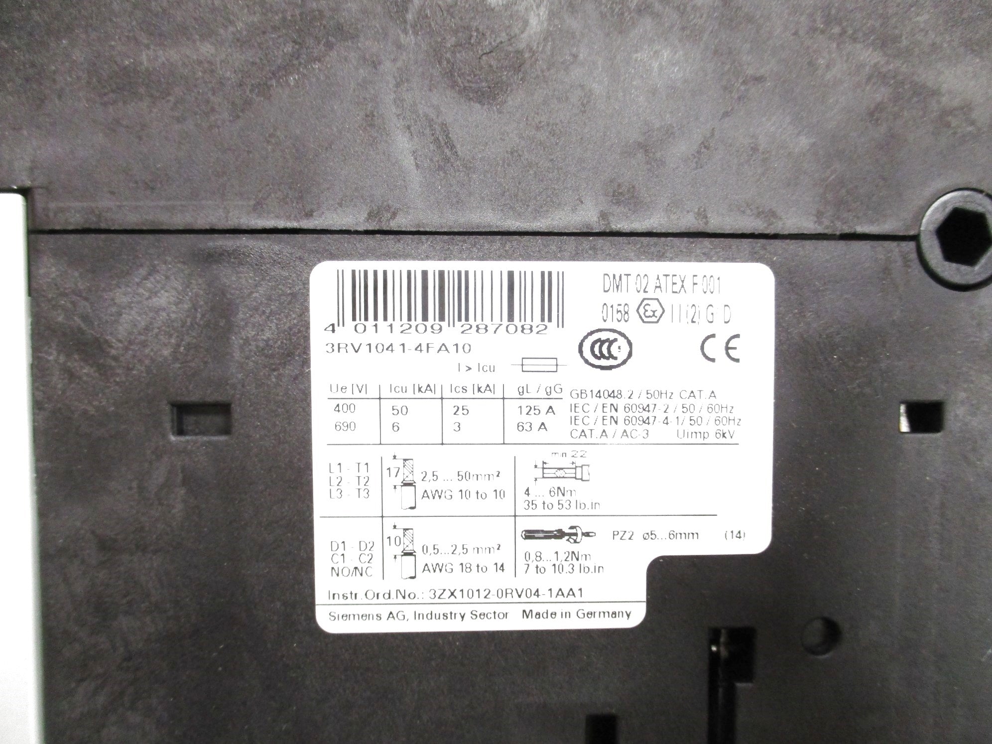 SIEMENS 3RV1041-4FA10 28-40A 690V NSMP