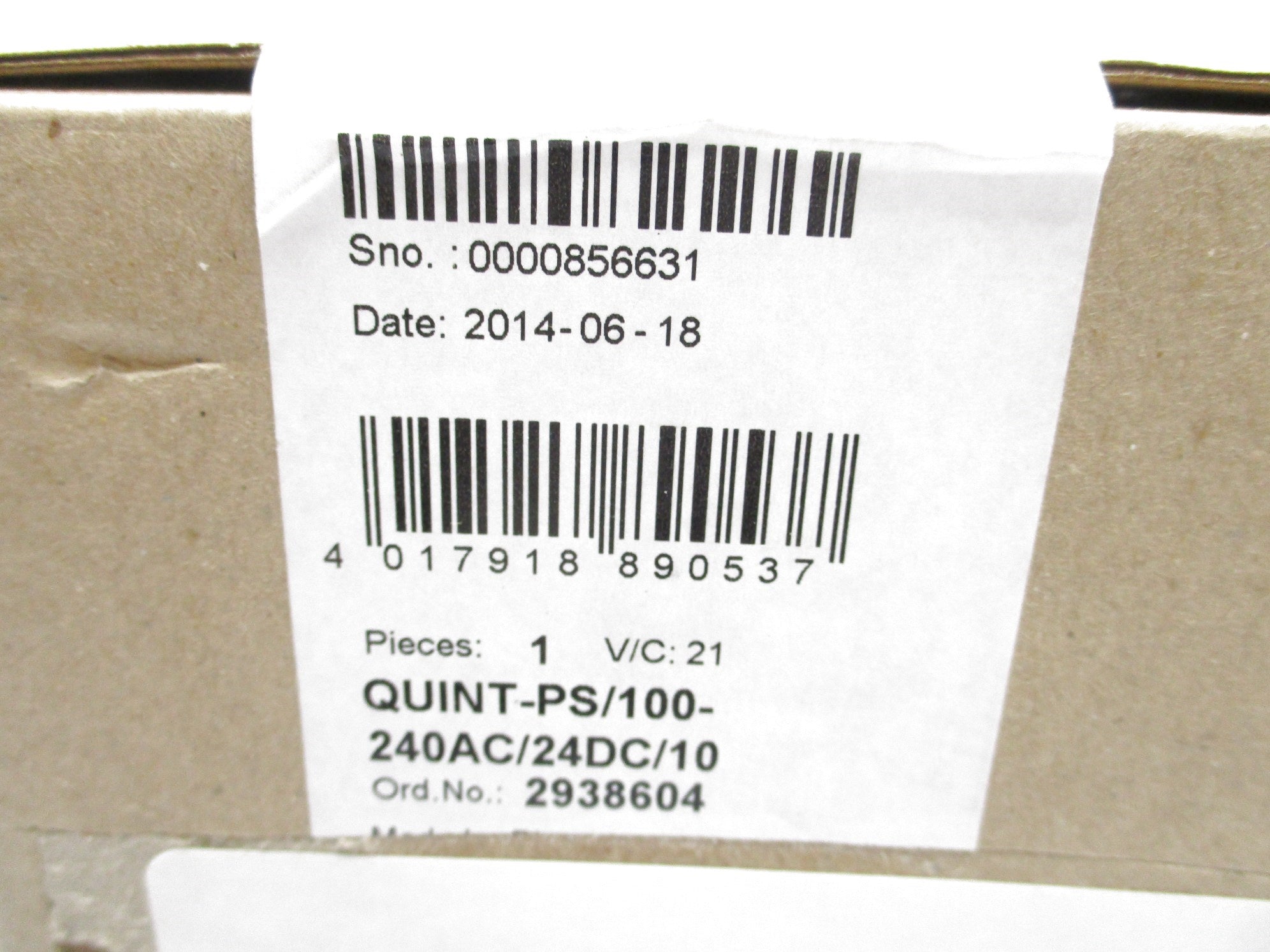 PHOENIX CONTACT QUINT-PS-100-240AC/24DC/10 2938604 NSFS