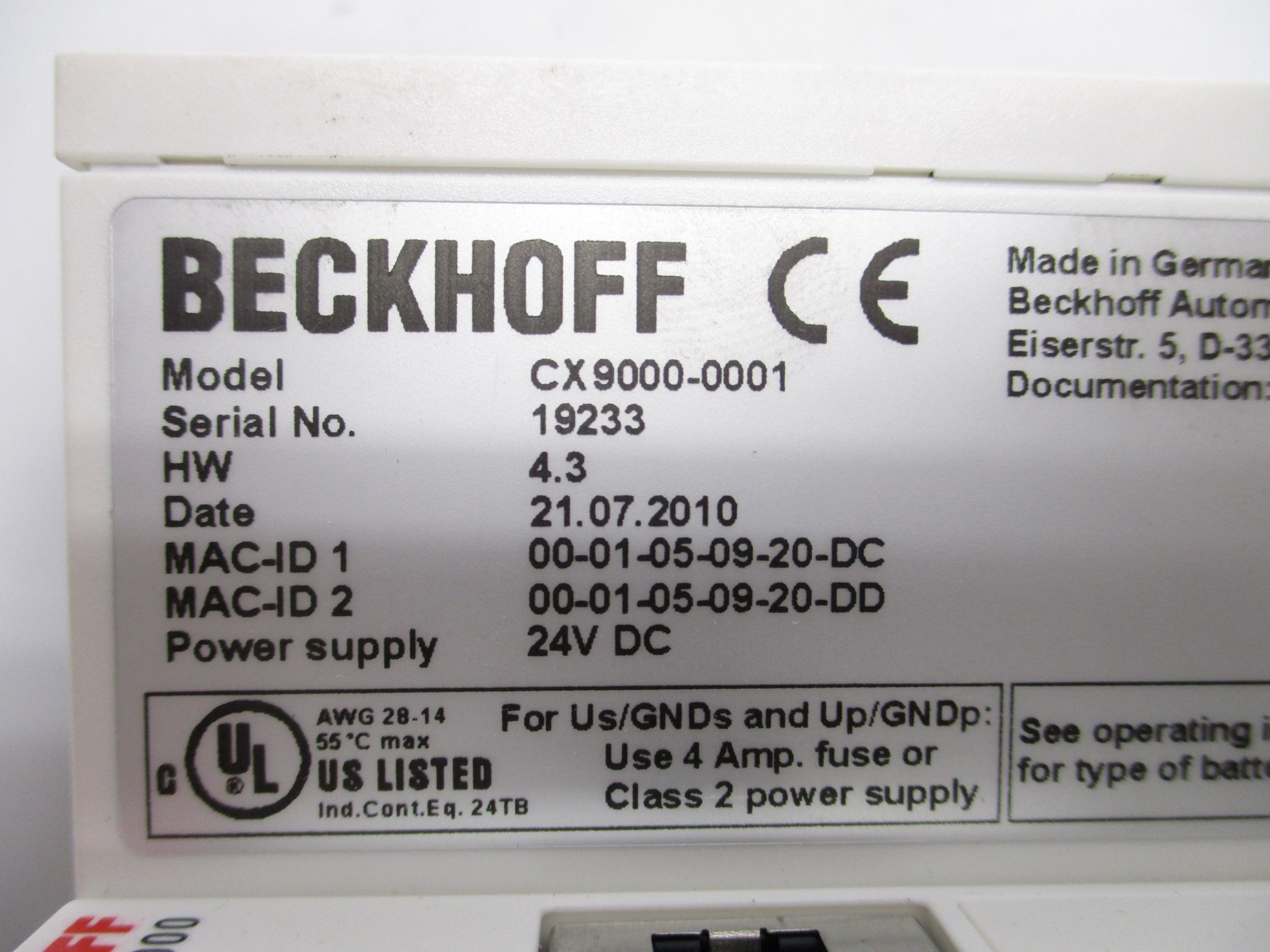 BECKHOFF CX9000-0001 NSNP