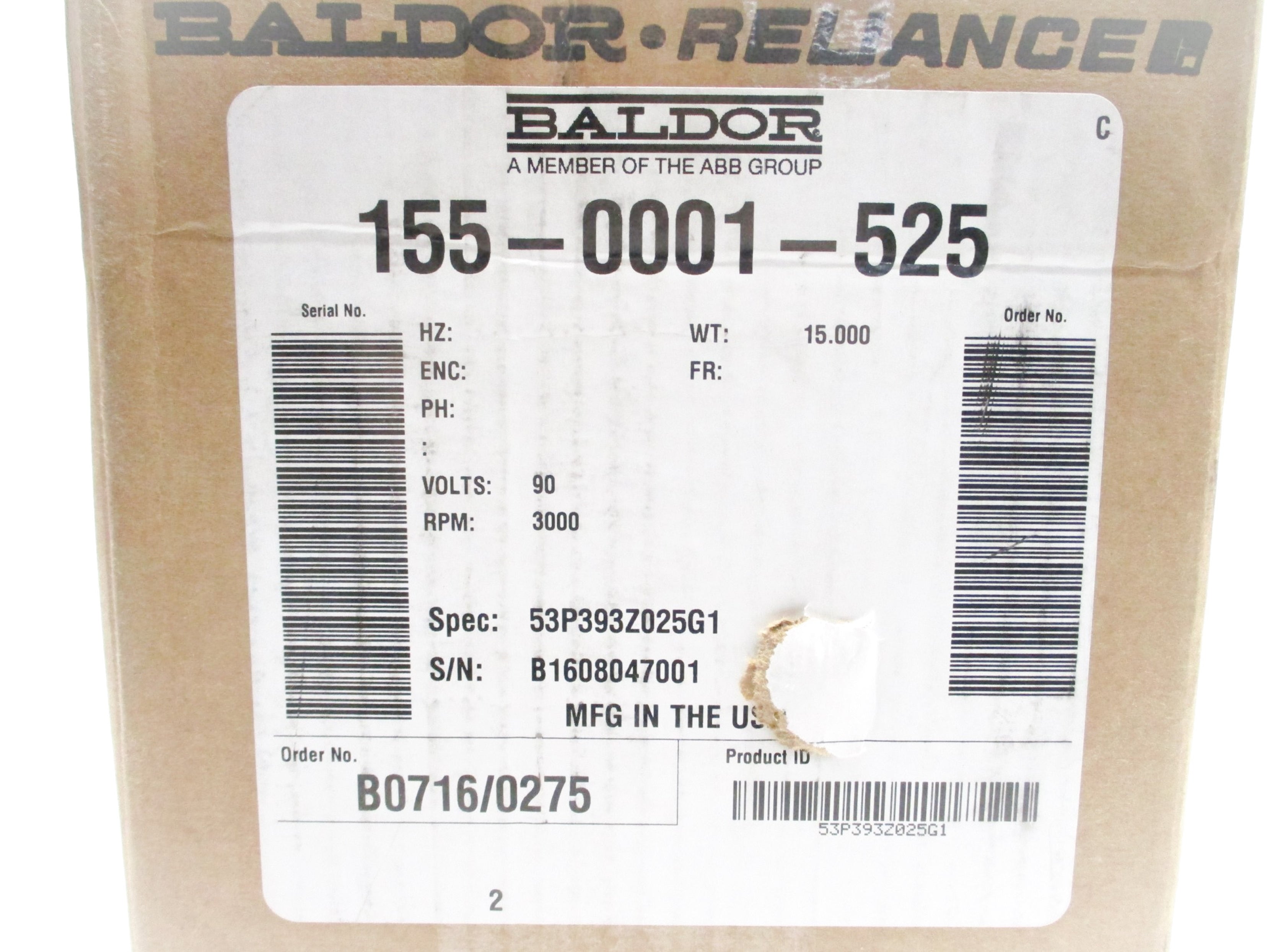 BALDOR 53P393Z025G1 NSFS