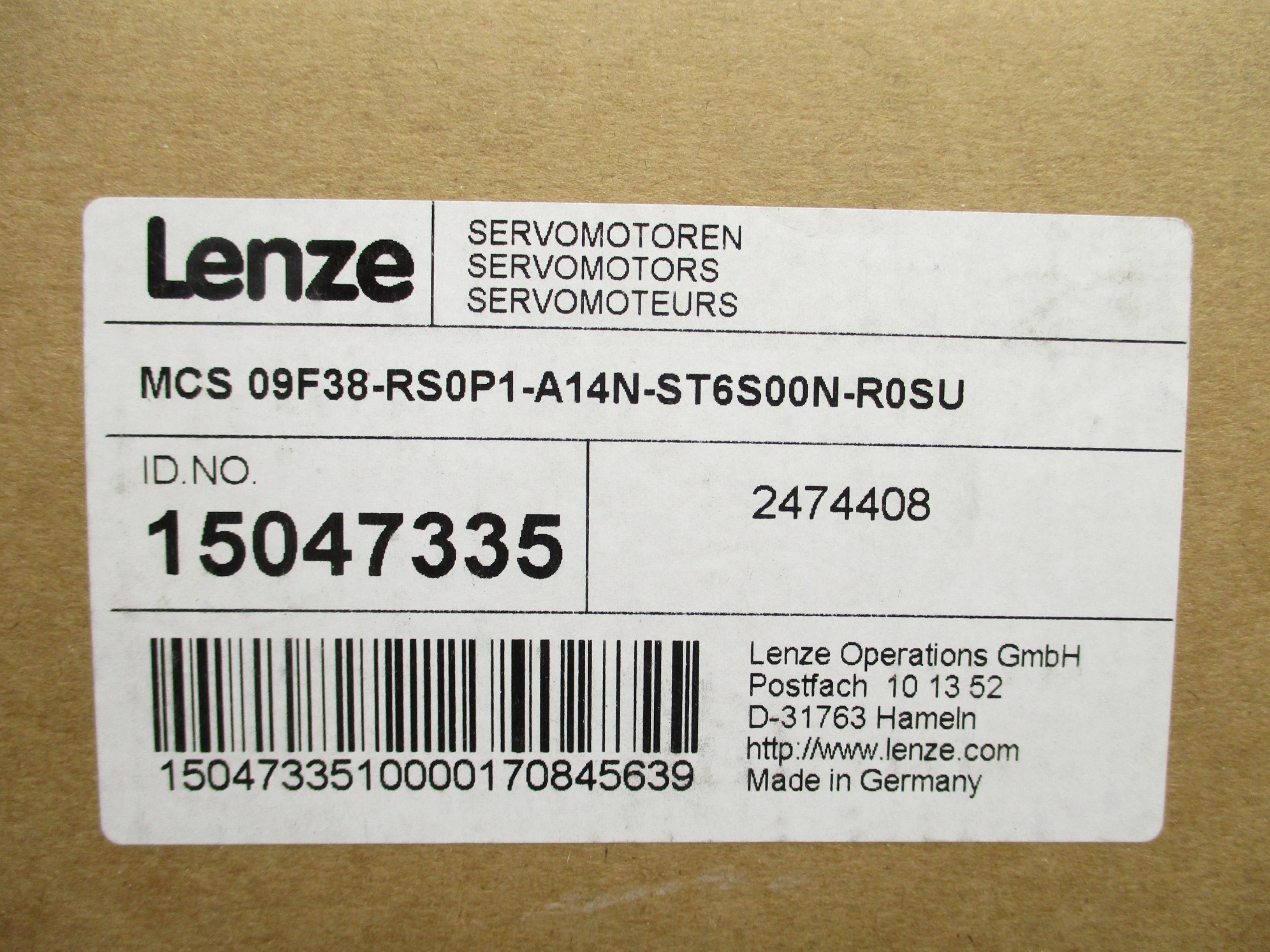 LENZE MCS09F38-RS0P1-A14N-ST6S00N-R0SU NSMP