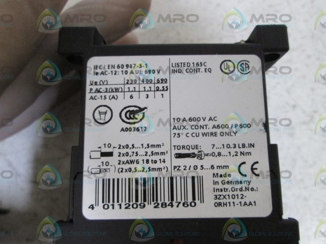 SIEMENS CONTROL RELAY 3RH1140-1JB40 *NEW NO BOX*