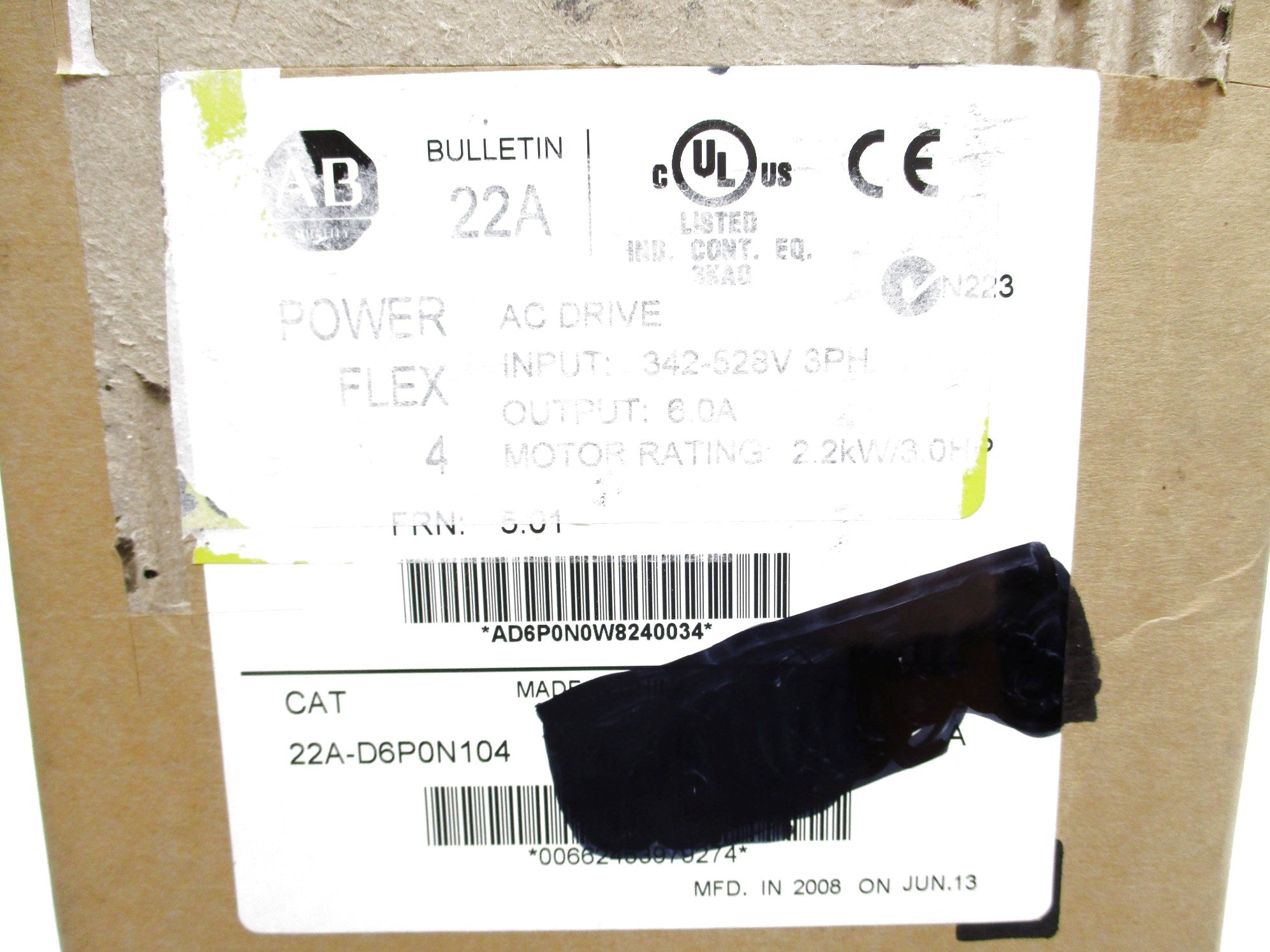 ALLEN BRADLEY 22A-D6P0N104 SER. A F/W 5.01 NSMP