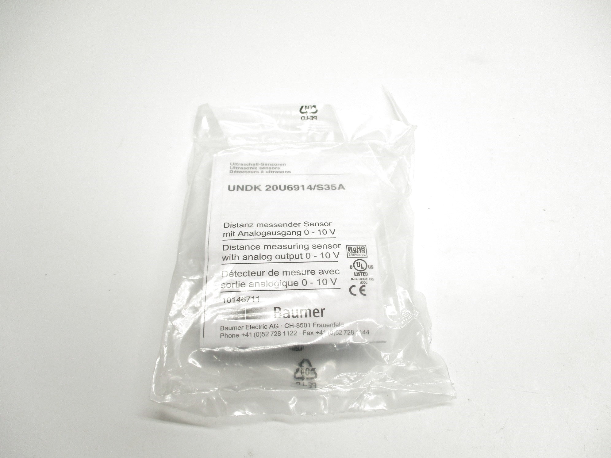 BAUMER ELECTRIC UNDK20U6914/S35A 0-10V NSMP