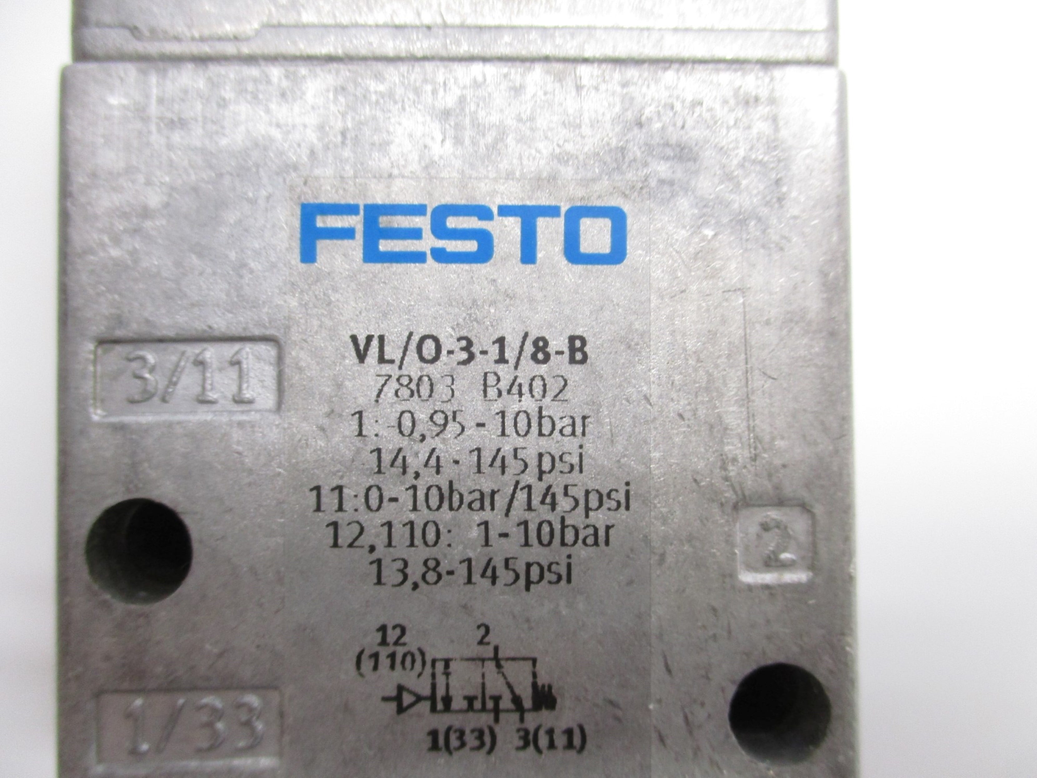 FESTO VL/O-3-1/8-B 7803 13.8-145PSI NSMP