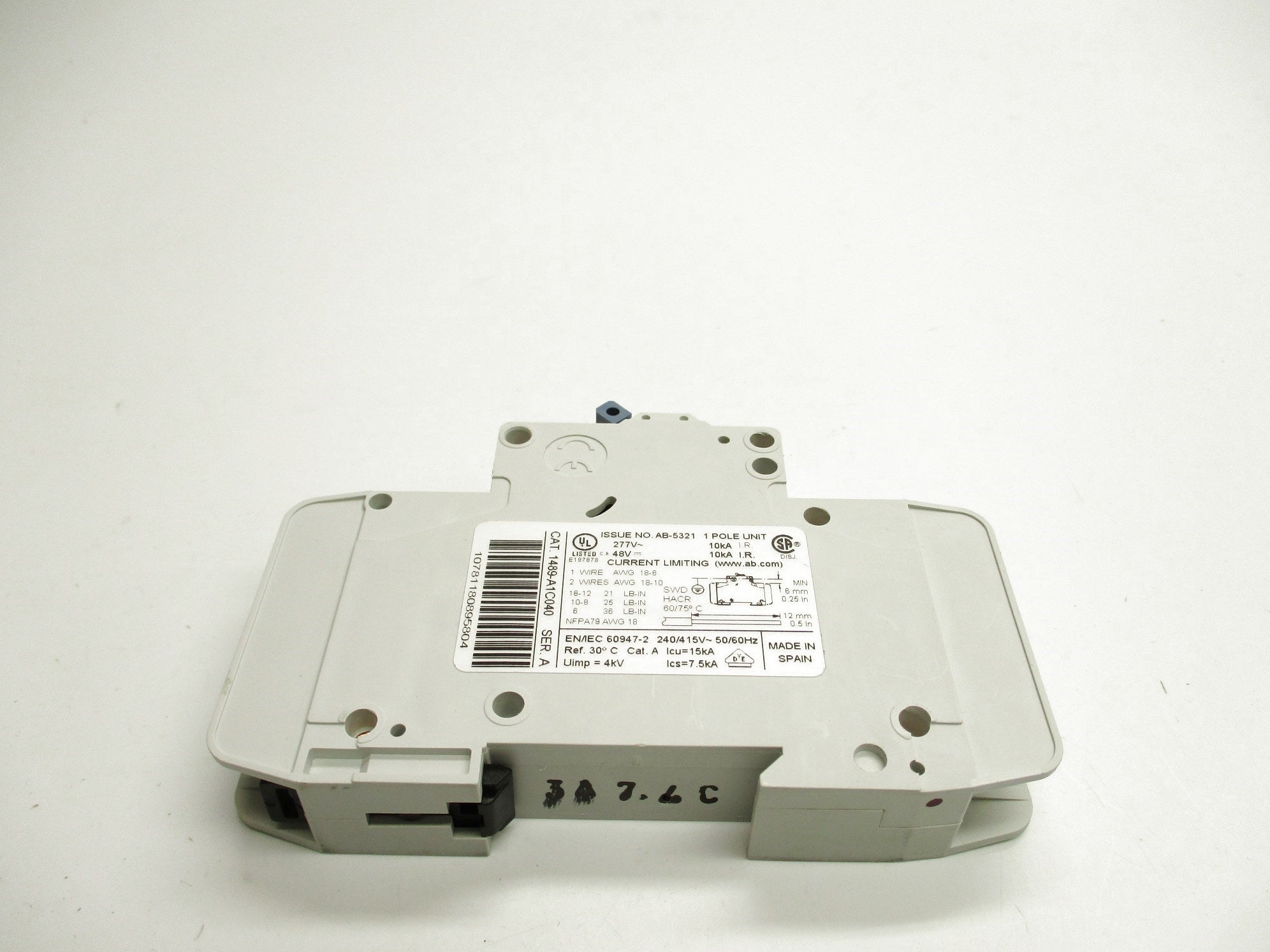 ALLEN BRADLEY 1489-A1C040 SER. A 277V 4A NSNP