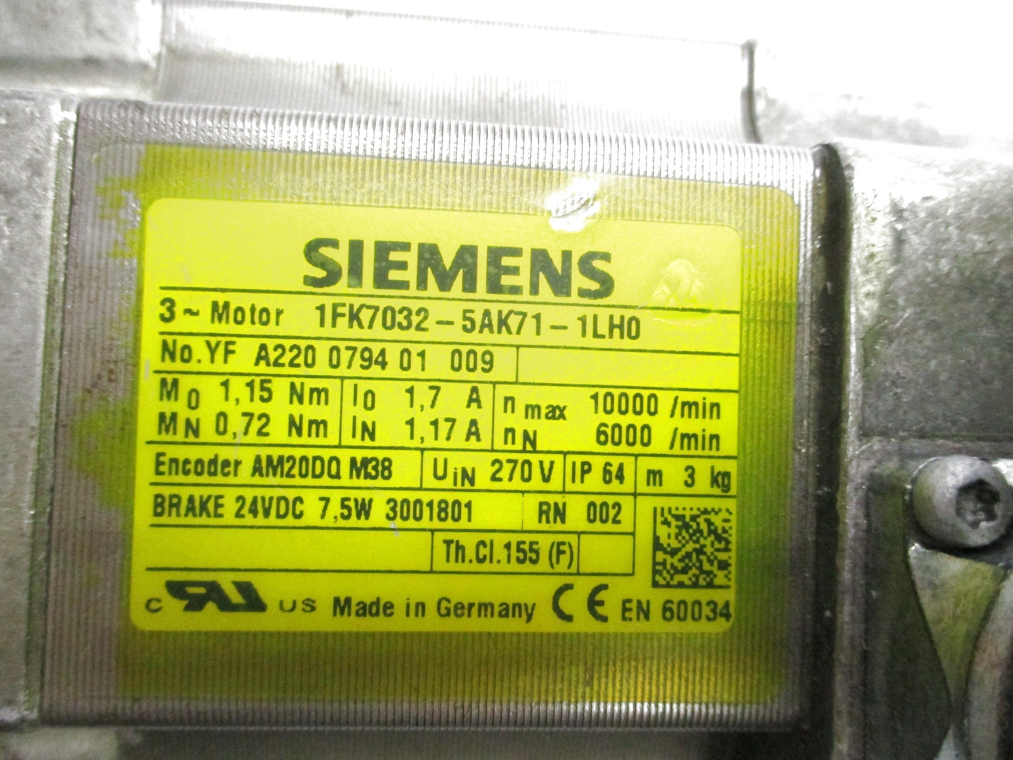 SIEMENS 1FK7032-5AK71-1LH0 UNMP