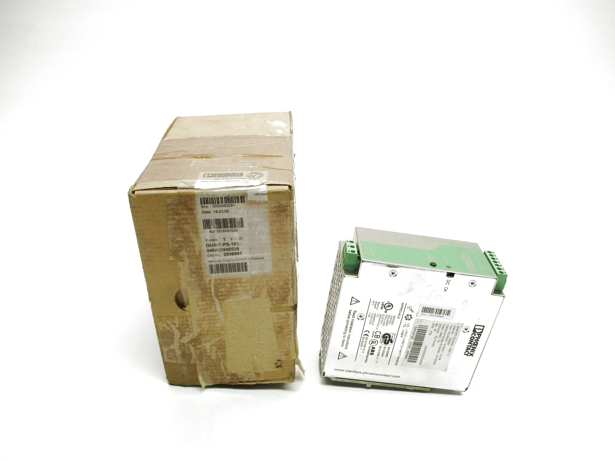 PHOENIX CONTACT QUINT-PS-100-240AC/24DC/5 2938581 100-240VAC 1.9-0.8A NSMP