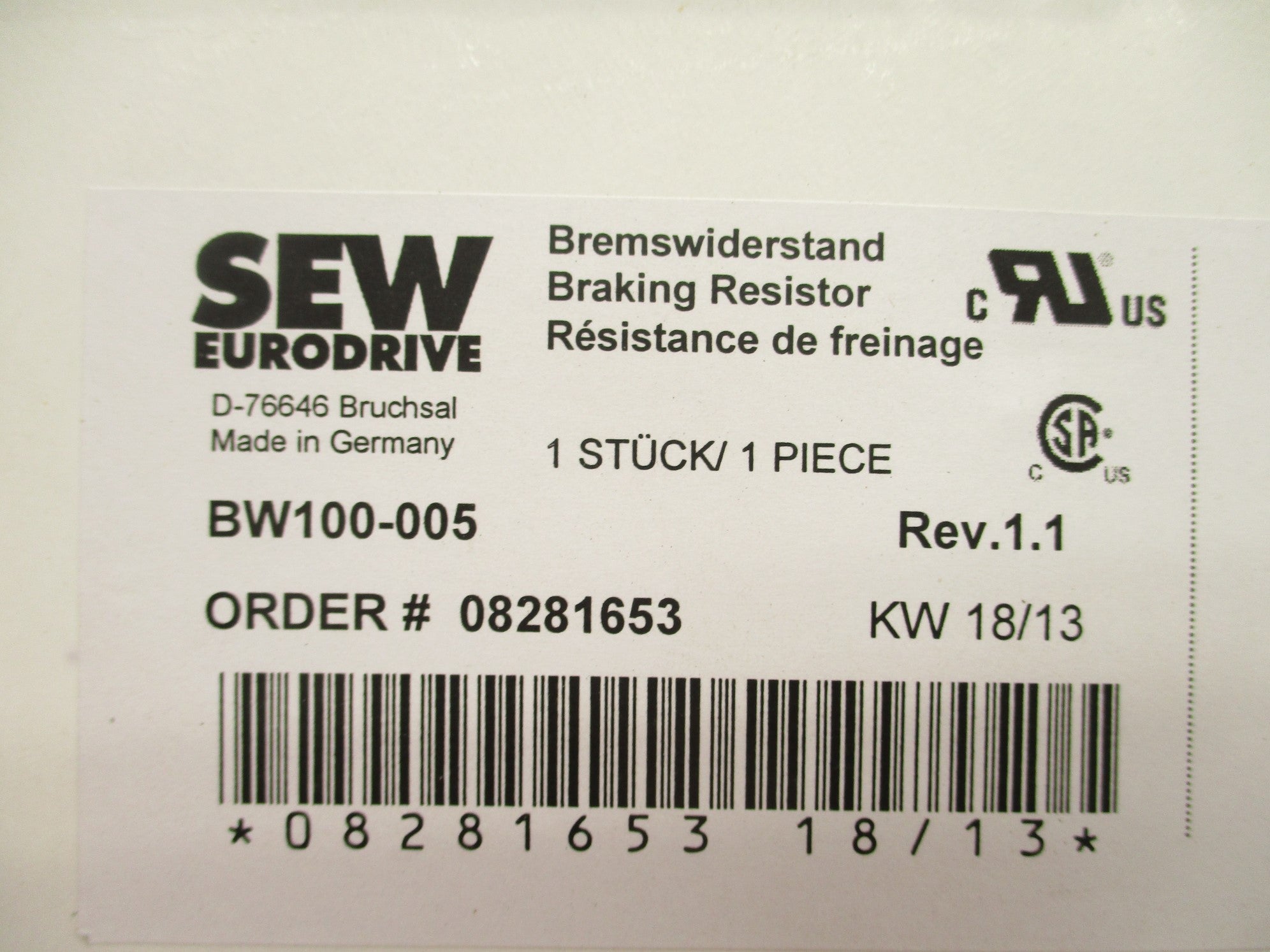 SEW EURODRIVE BW100-005 NSFS