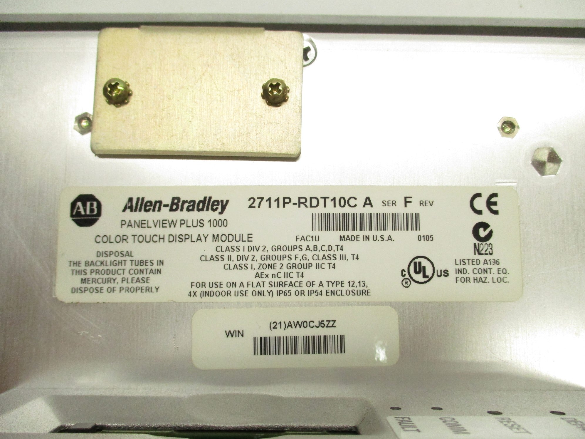ALLEN BRADLEY 2711P-RDT10C SER. A 24VDC UNMP