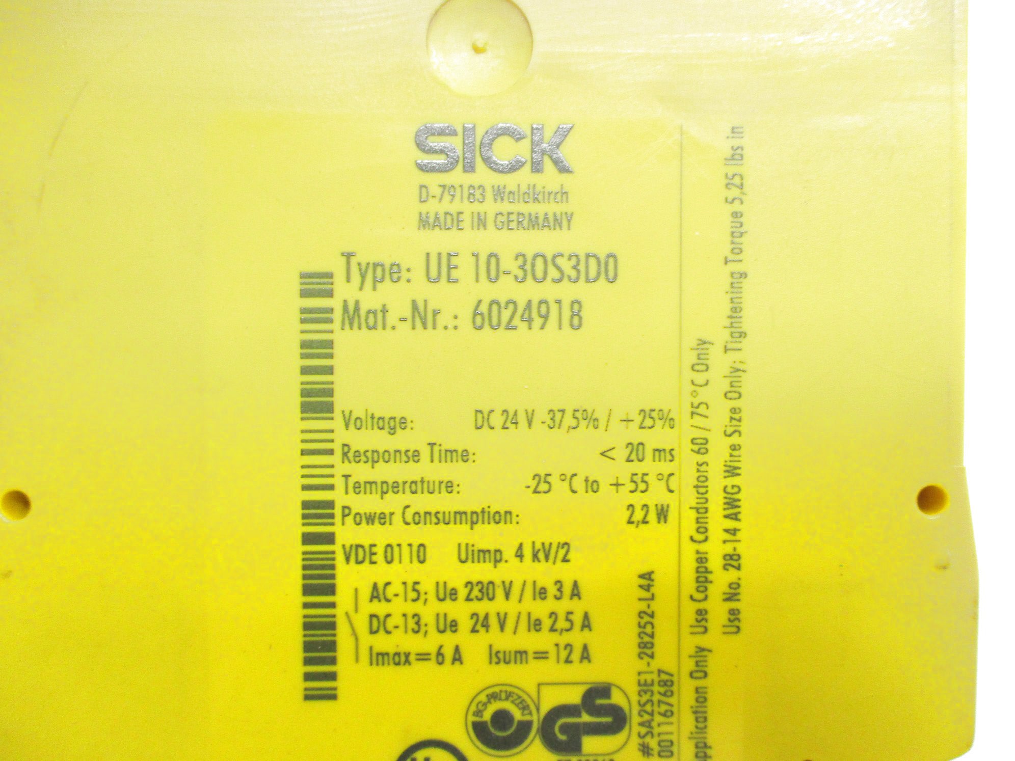 SICK UE10-3OS3D0 6024918 24VDC 2.5A UNMP