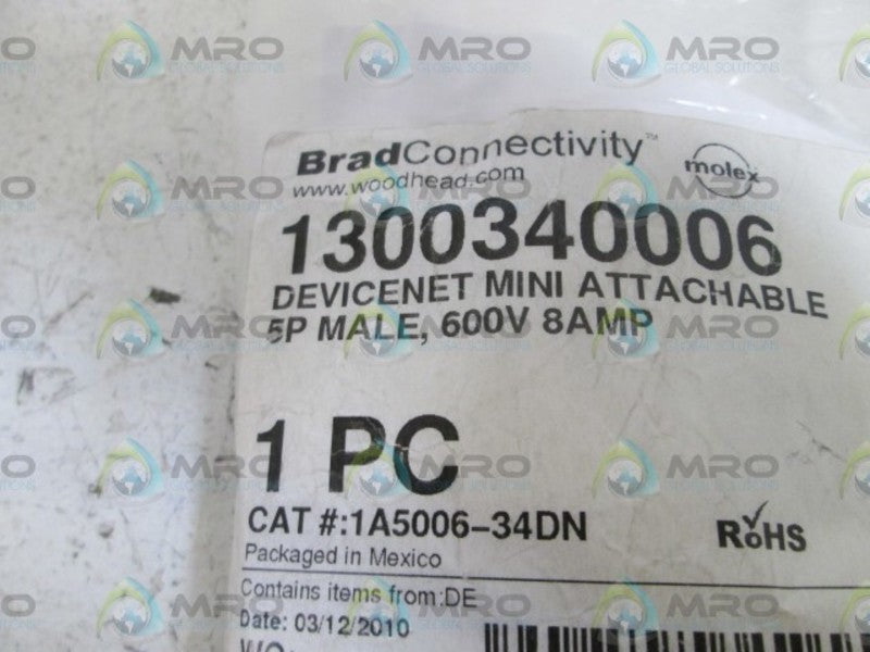 BRAD CONNECTIVITY MALE CONNECTOR 1300340006 * NEW IN BAG *