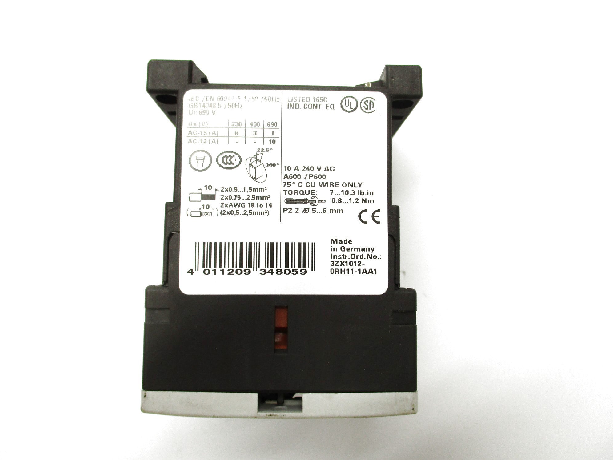 SIEMENS 3RH1122-1AK60 110/120V 10A NSNP