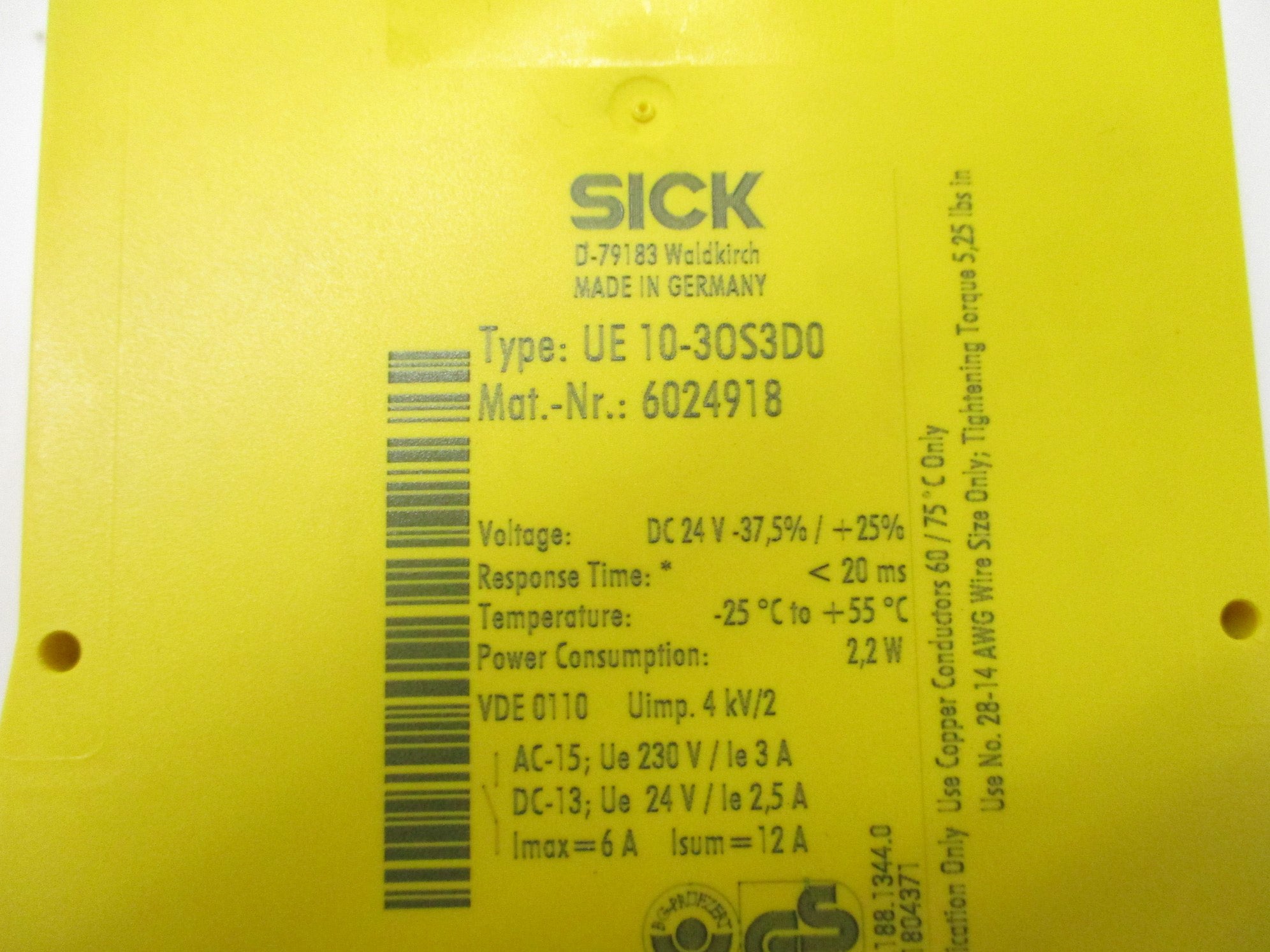 SICK UE10-30S3D0 24VDC 3A NSMP