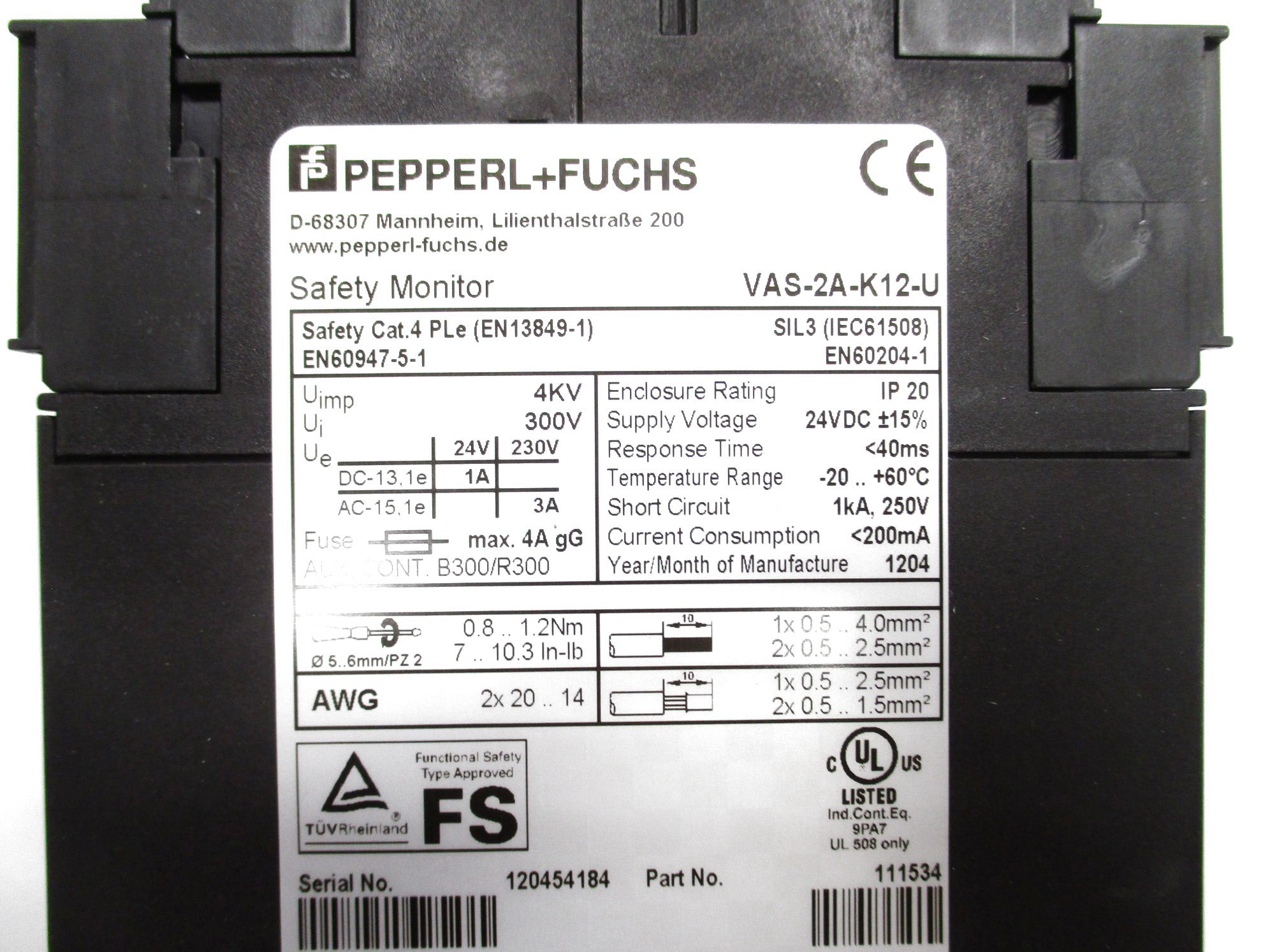 PEPPERL+FUCHS VAS-2A-K12-U NSMP
