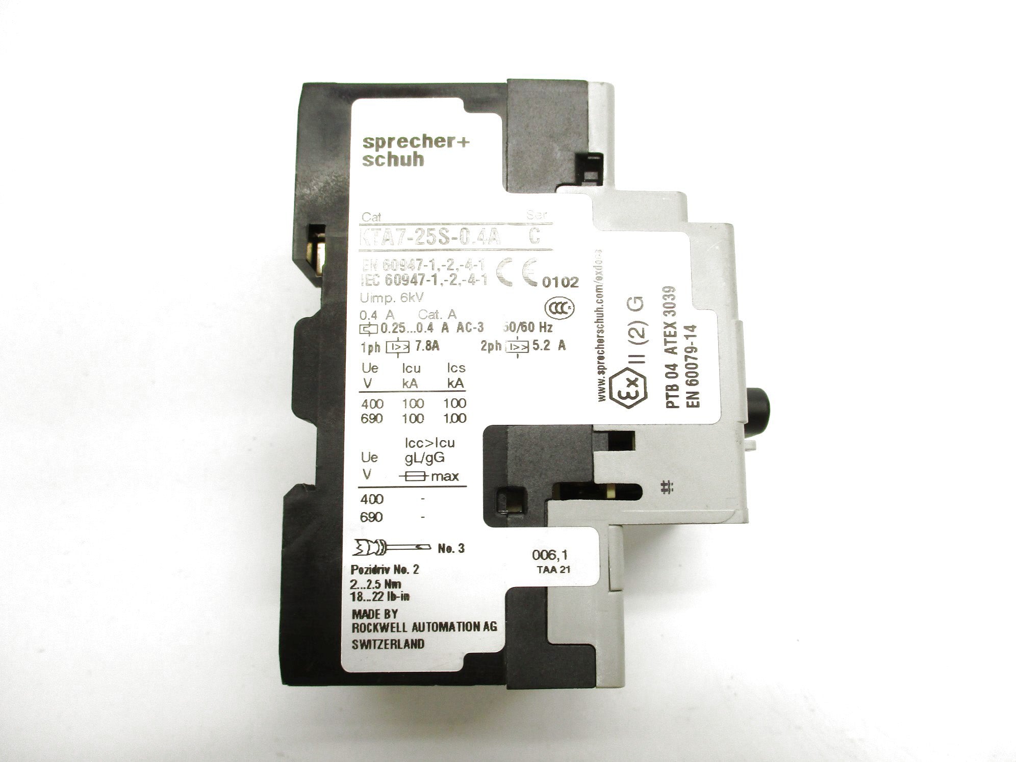 SPRECHER+SCHUH KTA7-25S-0.4A SER. C 0.25-0.4A 690V NSNP