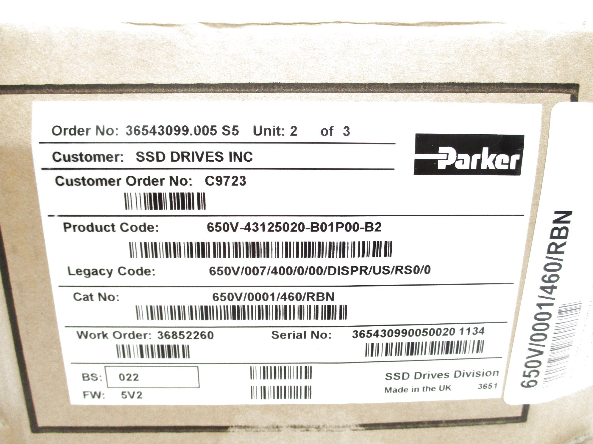 PARKER 650V-43125020-B01P00-B2 NSMP