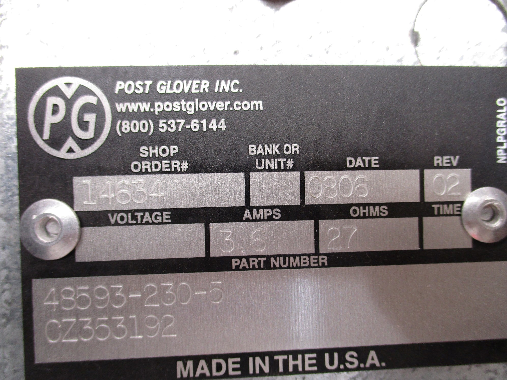 POST GLOVER CZ353192 NSNP