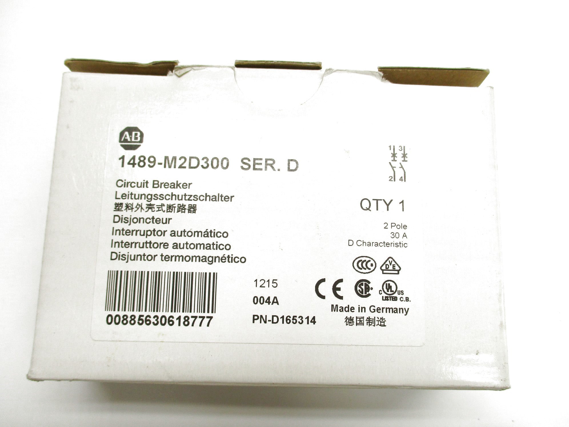 ALLEN BRADLEY 1489-M2D300 SER. D 30A 480/277V NSMP