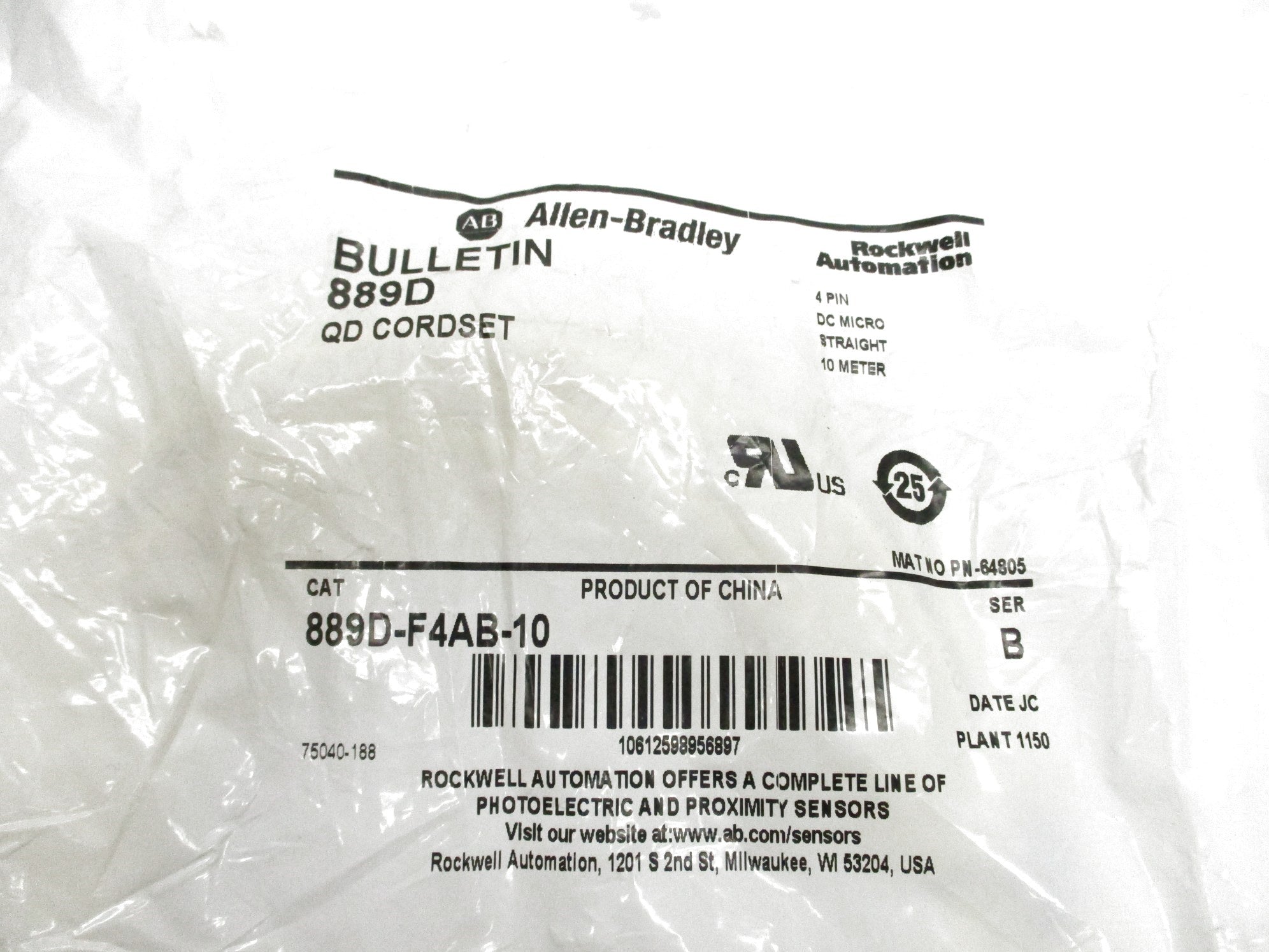 ALLEN BRADLEY 889D-F4AB-10 SER. B (WH) NSMP
