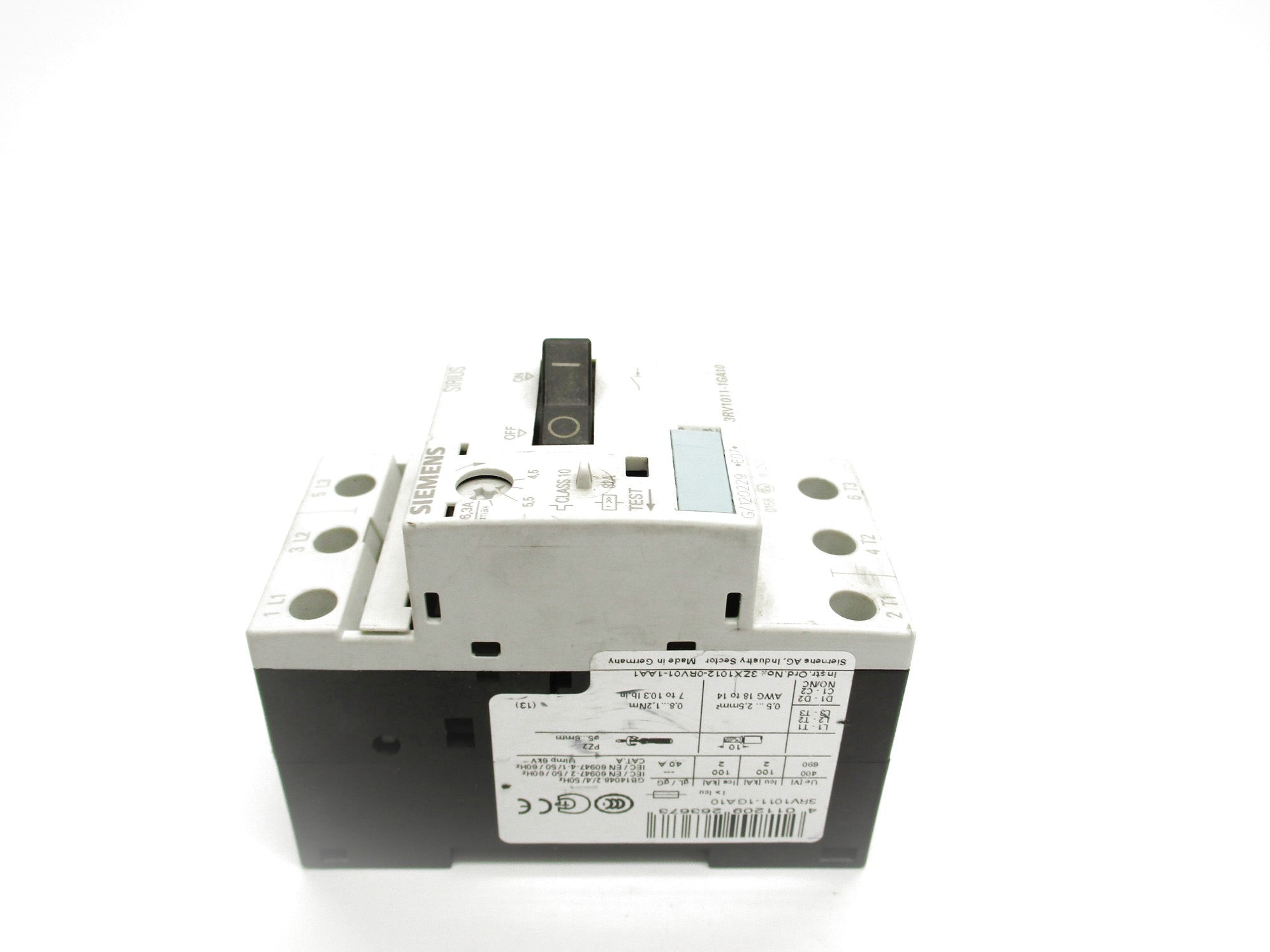 SIEMENS 3RV1011-1GA10 4.5-6.3A 690V UNMP