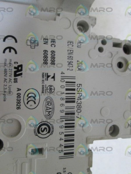 SIEMENS 5SP4380-7 CIRCUIT BREAKER  UNMP
