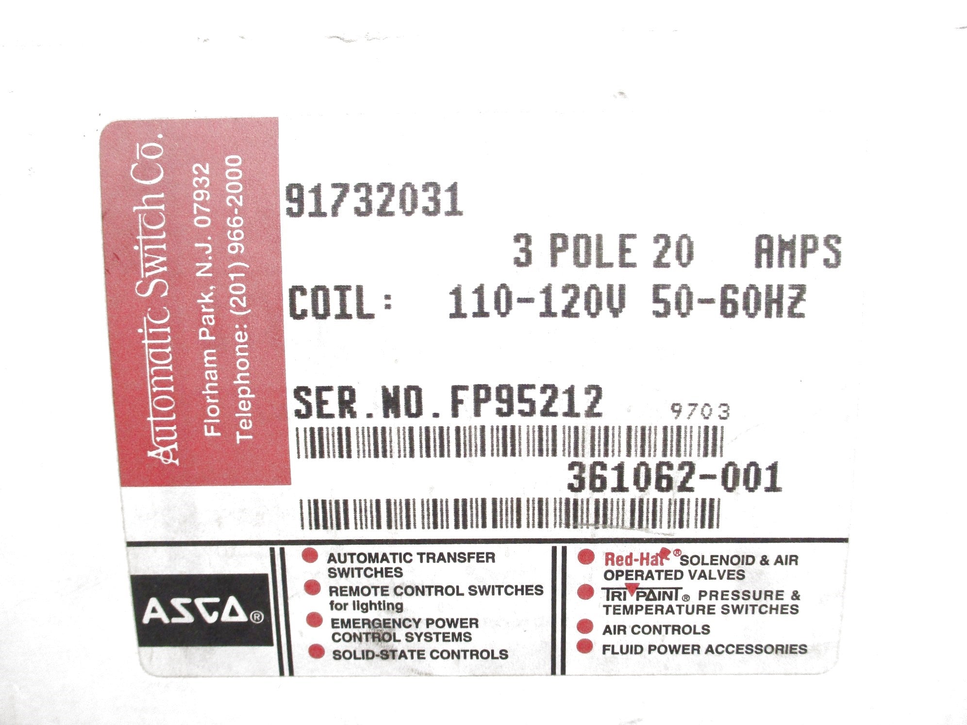 ASCO 91732031 110/50 120/60 NSMP