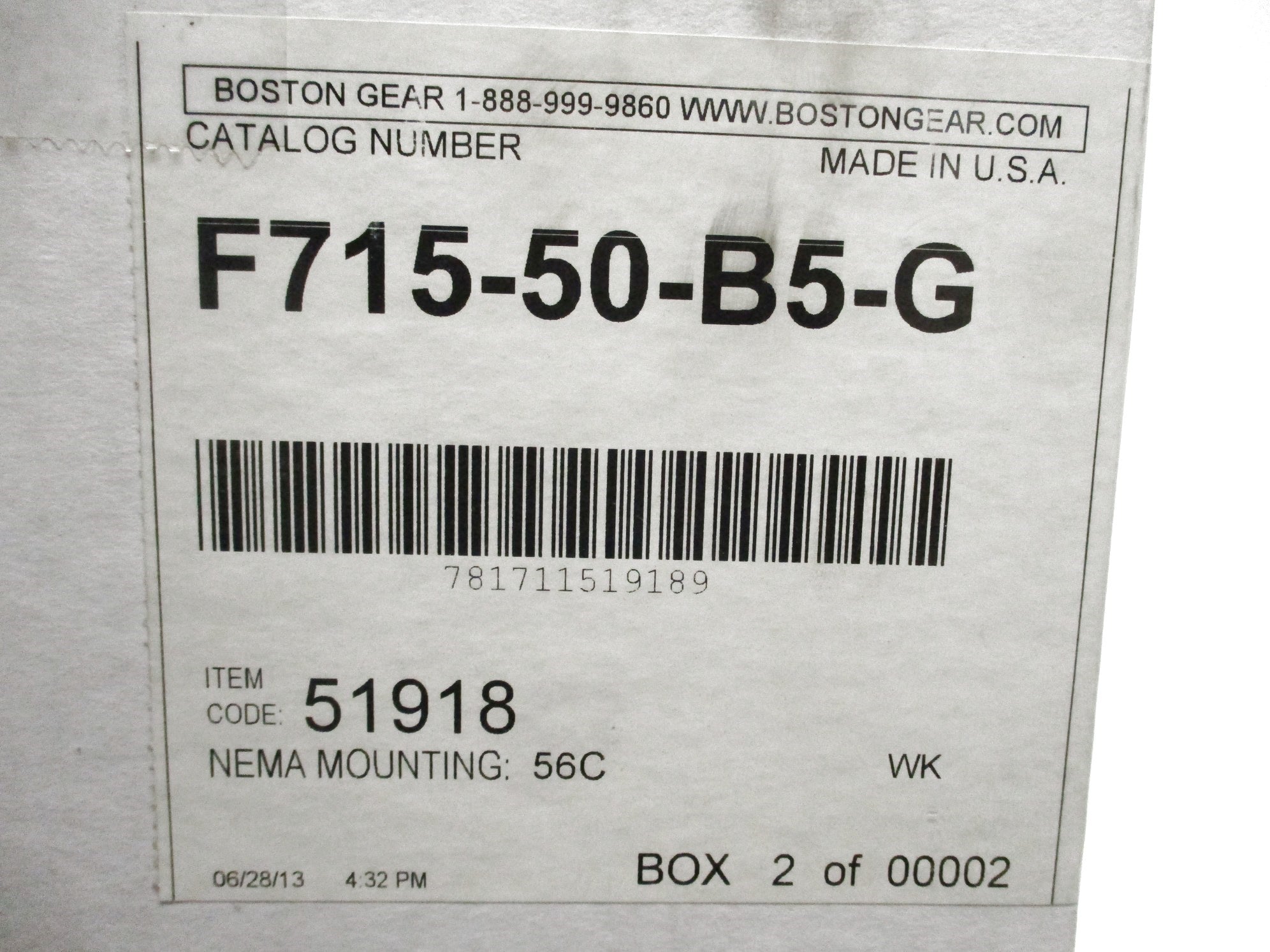 BOSTON GEAR F715-50-B5-G NSMP