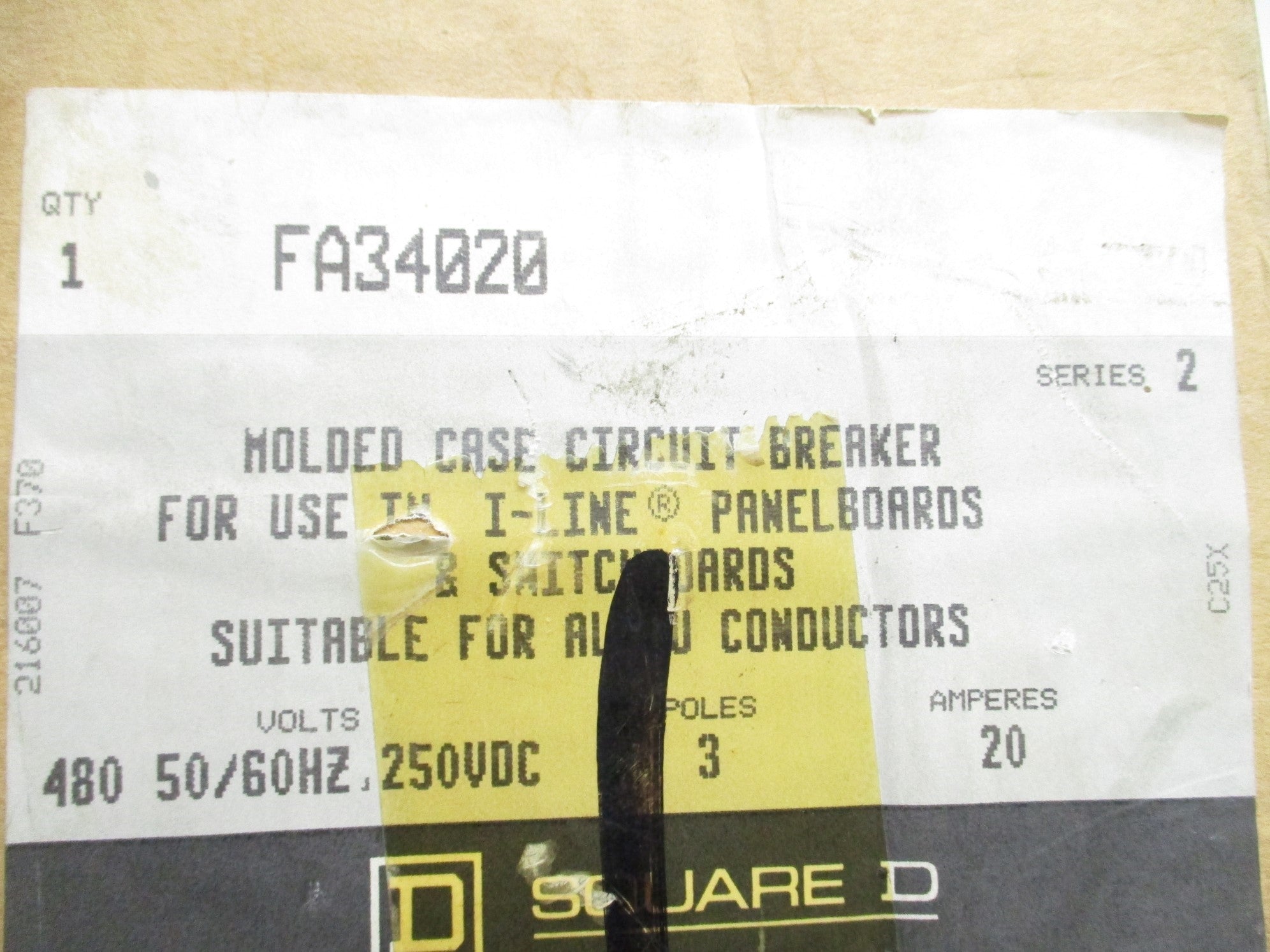 SQUARE D FA34020 SER. 2 20A 480V (GREY) NSMP