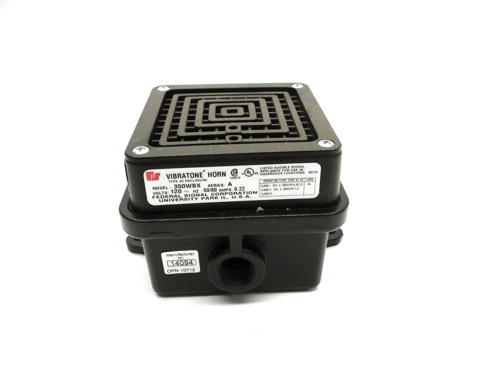 FEDERAL SIGNAL 350WBX-120 3WU54 SER. A 120V 0.22A NSMP