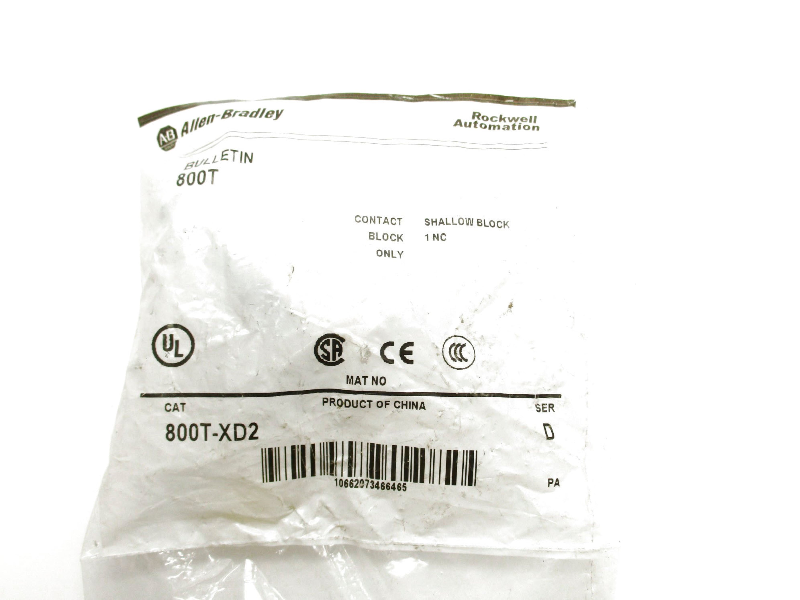 ALLEN BRADLEY 800T-XD2 SER. D (WH) NSMP