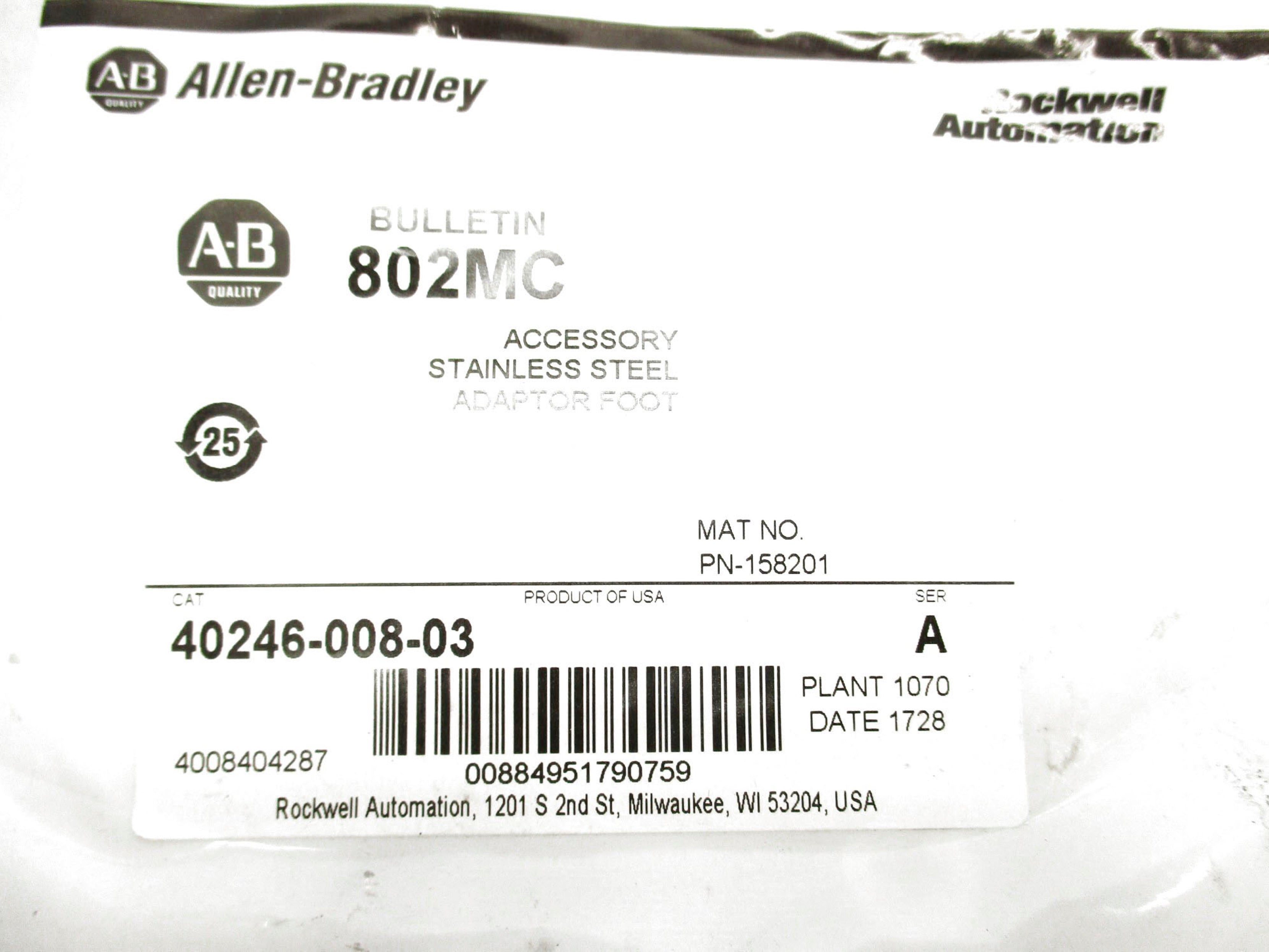 INDUSTRIAL SPARE PART 40246-008-03 SER. A (WH) NSMP