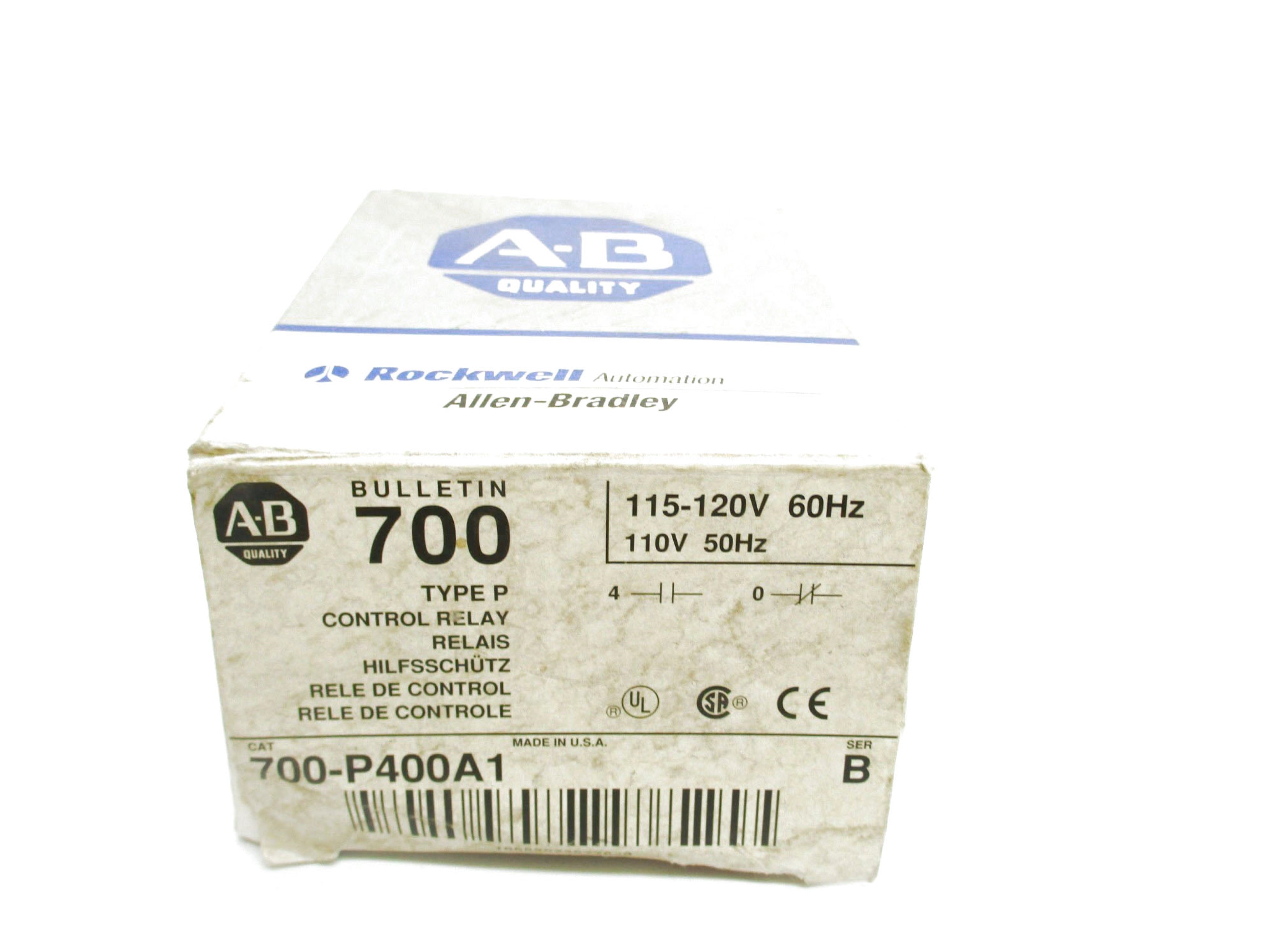 ALLEN BRADLEY 700-P400A1 SER. B 110/115-120V 10A (GY/BL) NSMP