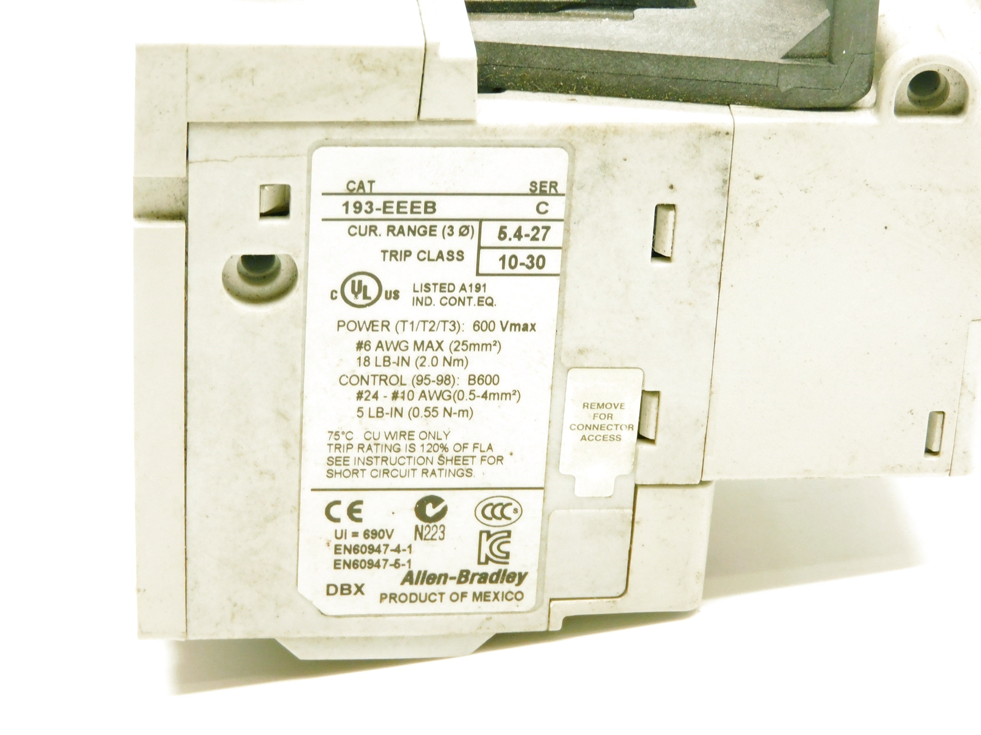 ALLEN BRADLEY 193-EEEB SER. C 5.4-27A UNMP