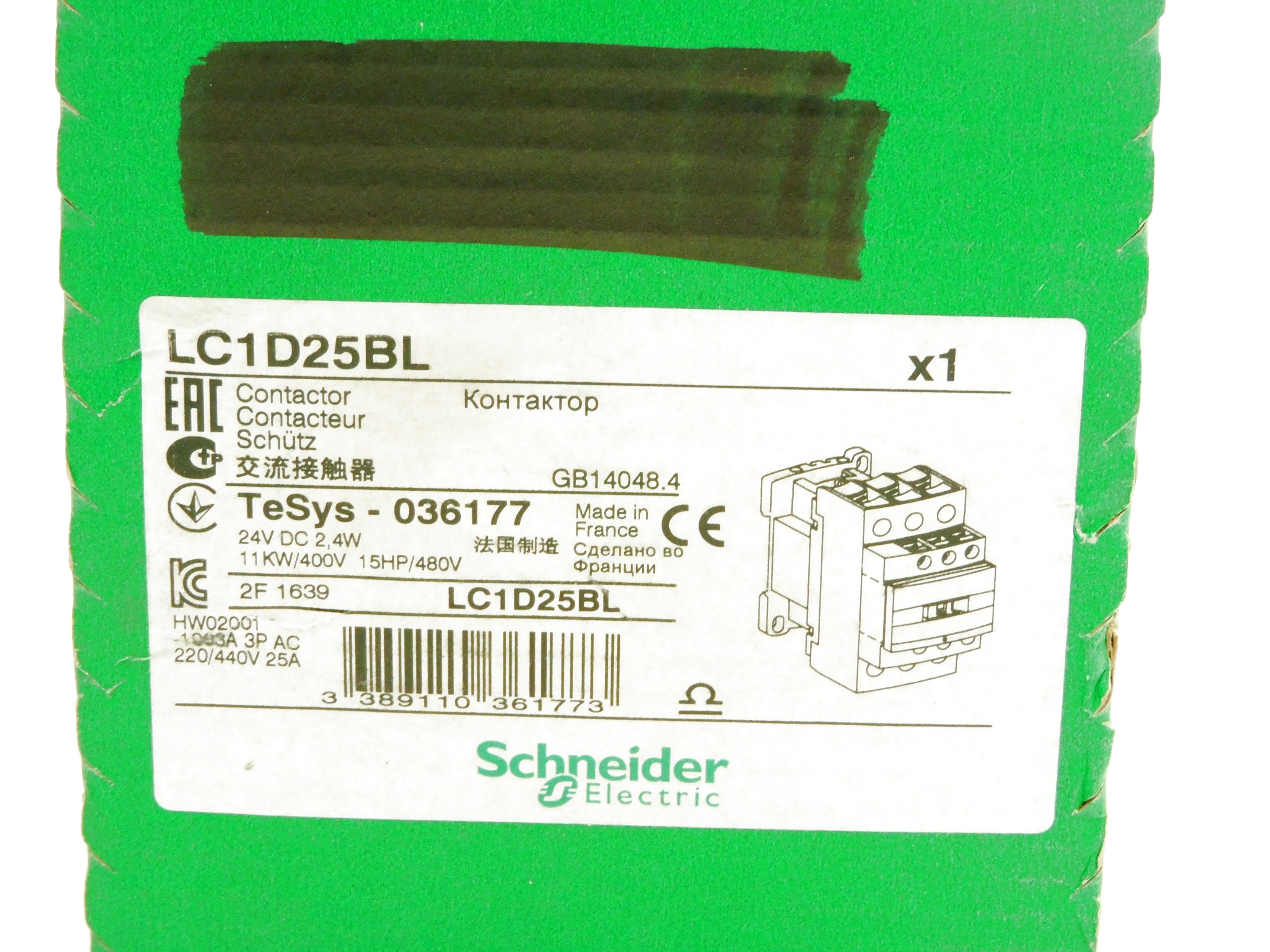 SCHNEIDER LC1D25BL 24VDC NSFS