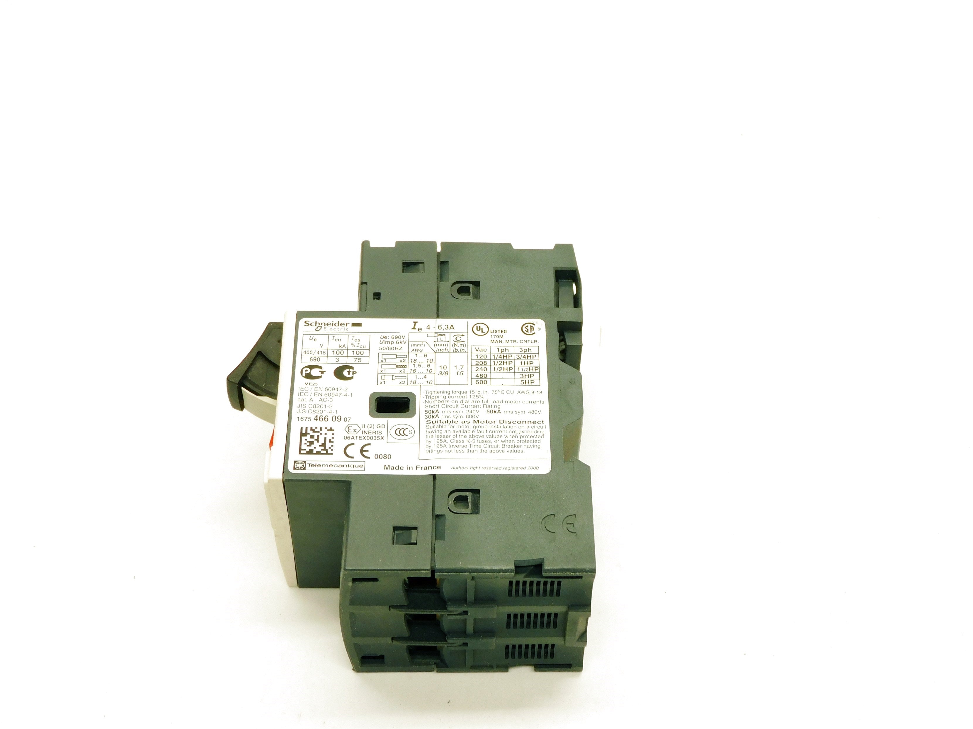 SCHNEIDER GV2ME10 4-6.3A NSMP