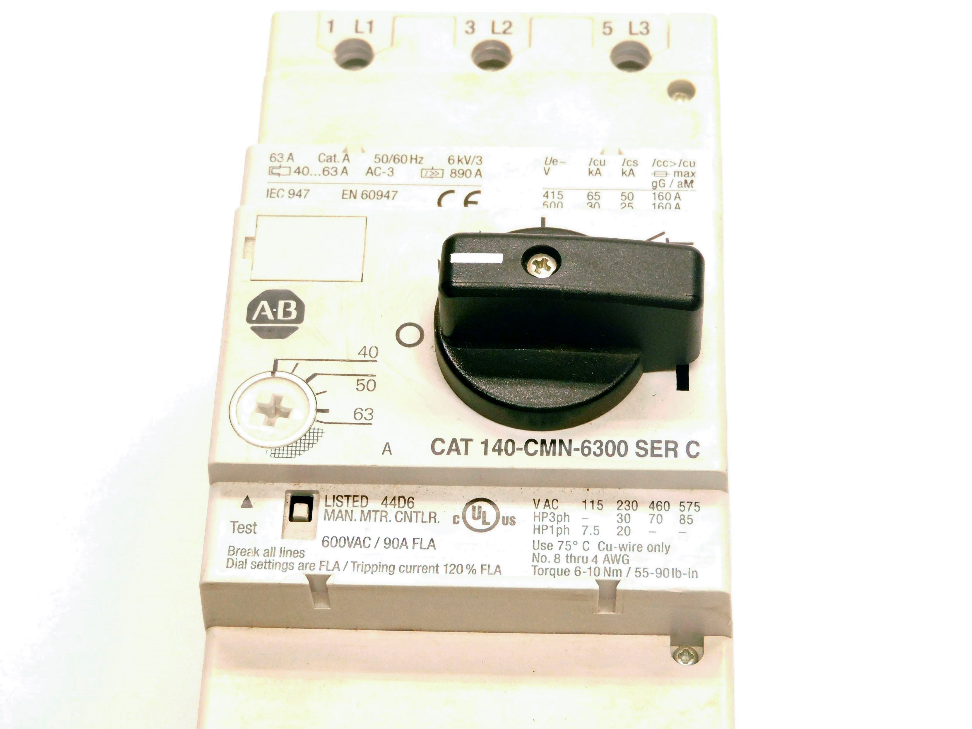 ALLEN BRADLEY 140-CMN-6300 SER. C 40-63A 690V (AS PICTURED) NSNP