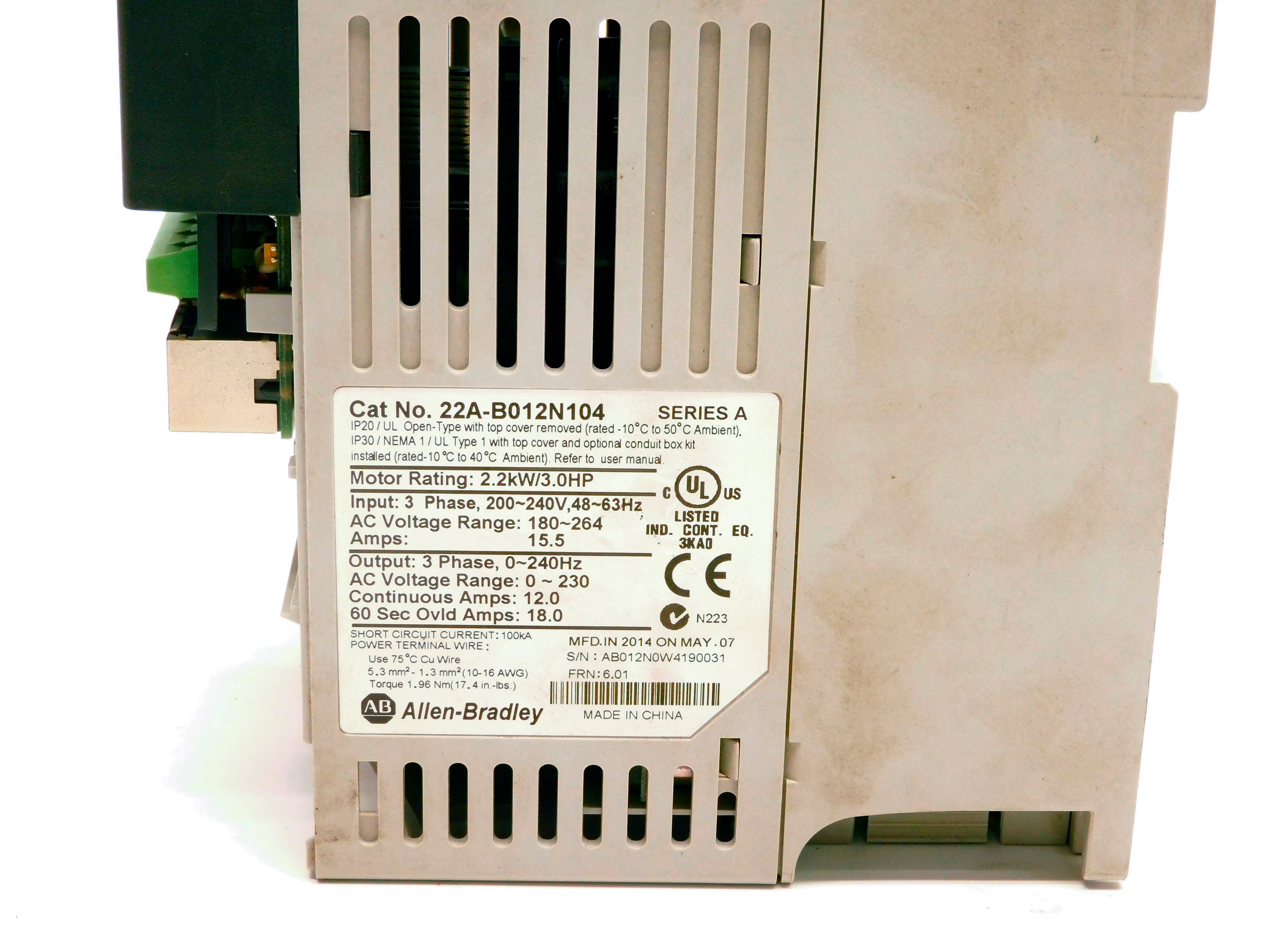 ALLEN BRADLEY 22A-B012N104 SER. A F/W 6.01 (AS PICTURED) UNMP