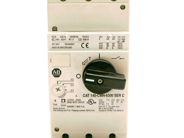 ALLEN BRADLEY 140-CMN-6300 SER. C 600VAC 40-63A (BR/WH) NSMP