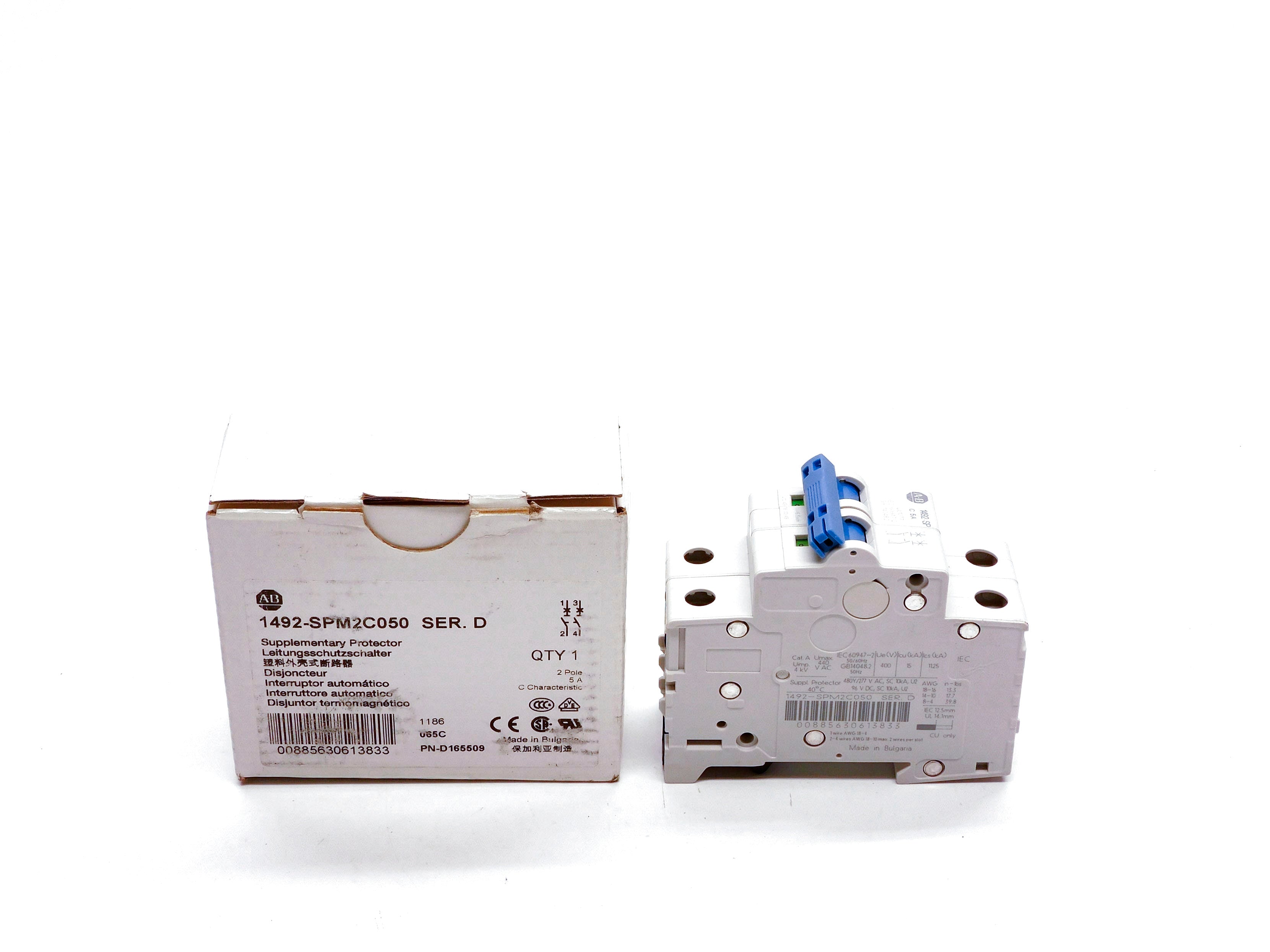 ALLEN BRADLEY 1492-SPM2C050 SER. D 5A 480/277V NSMP