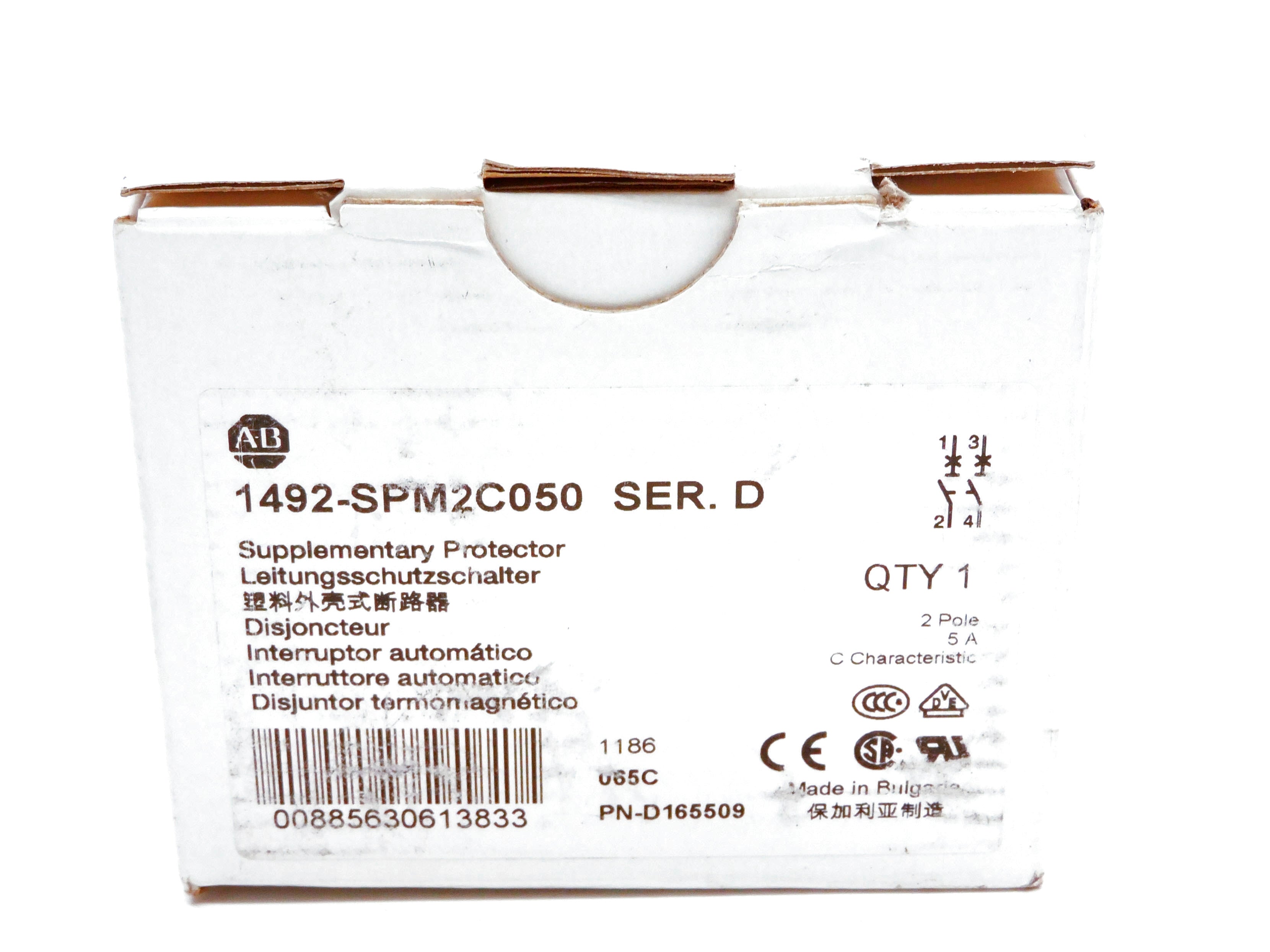 ALLEN BRADLEY 1492-SPM2C050 SER. D 5A 480/277V NSMP