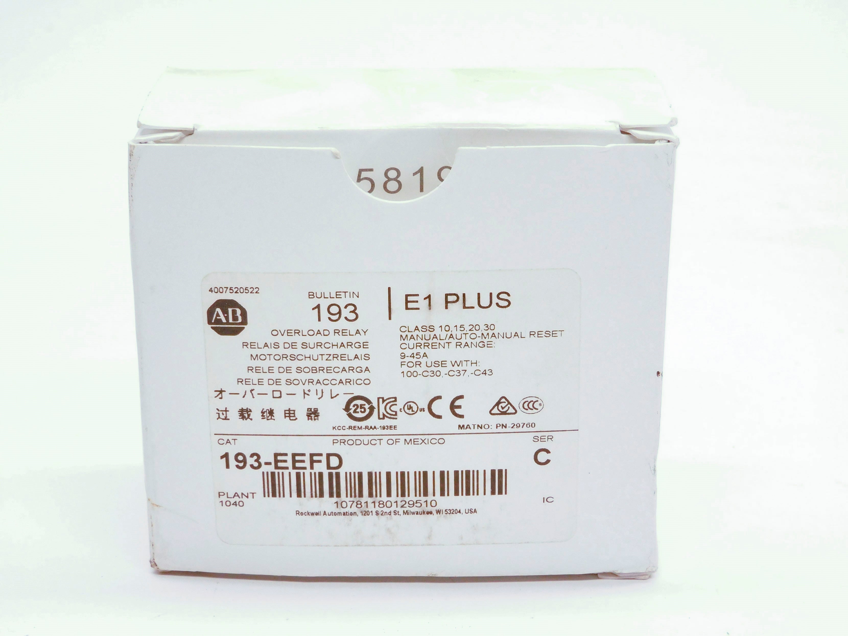 ALLEN BRADLEY 193-EEFD SER. C 9-45A (WH) NSMP