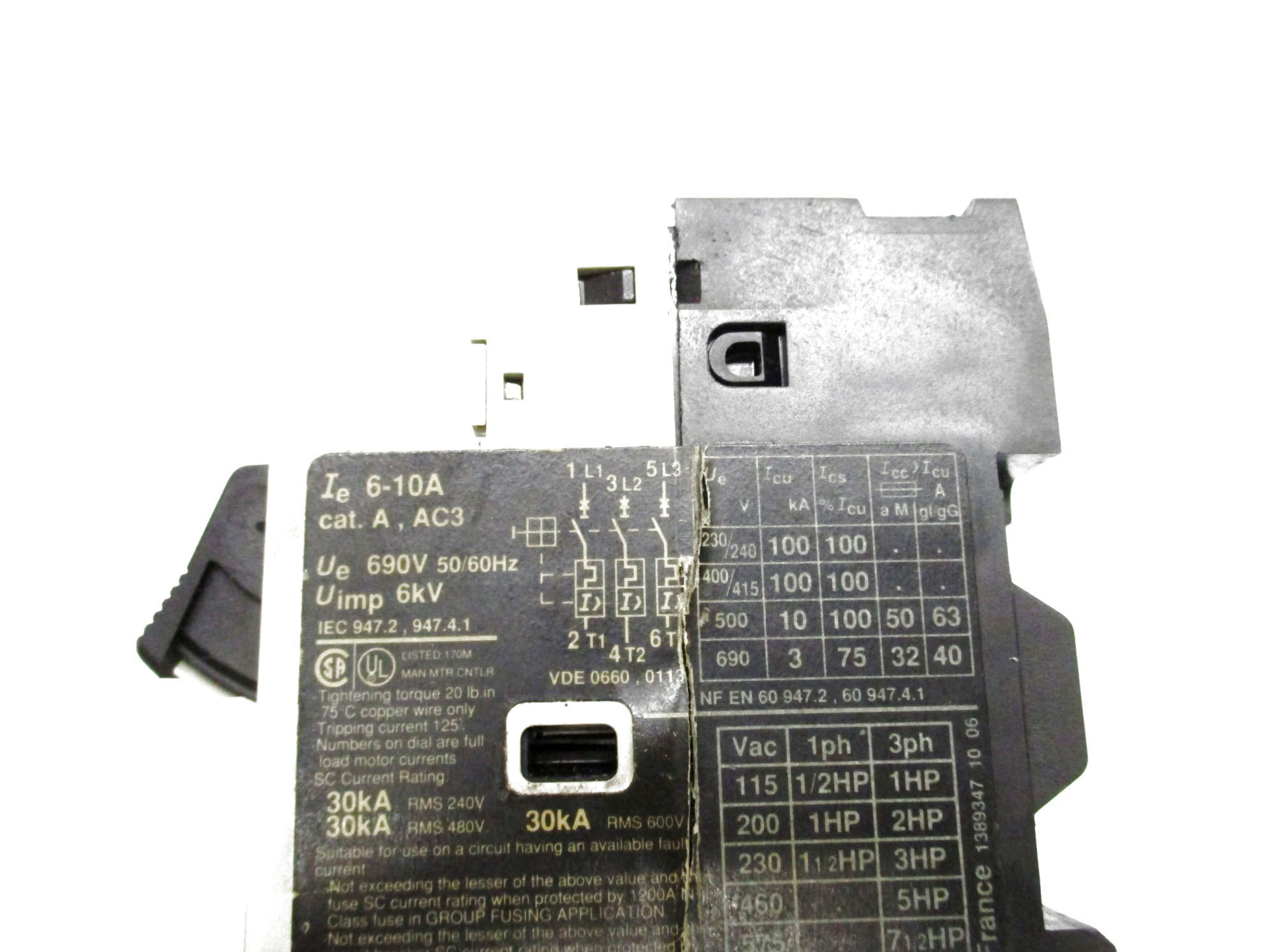 TELEMECANIQUE GV2-M14 690V 6-10A UNMP